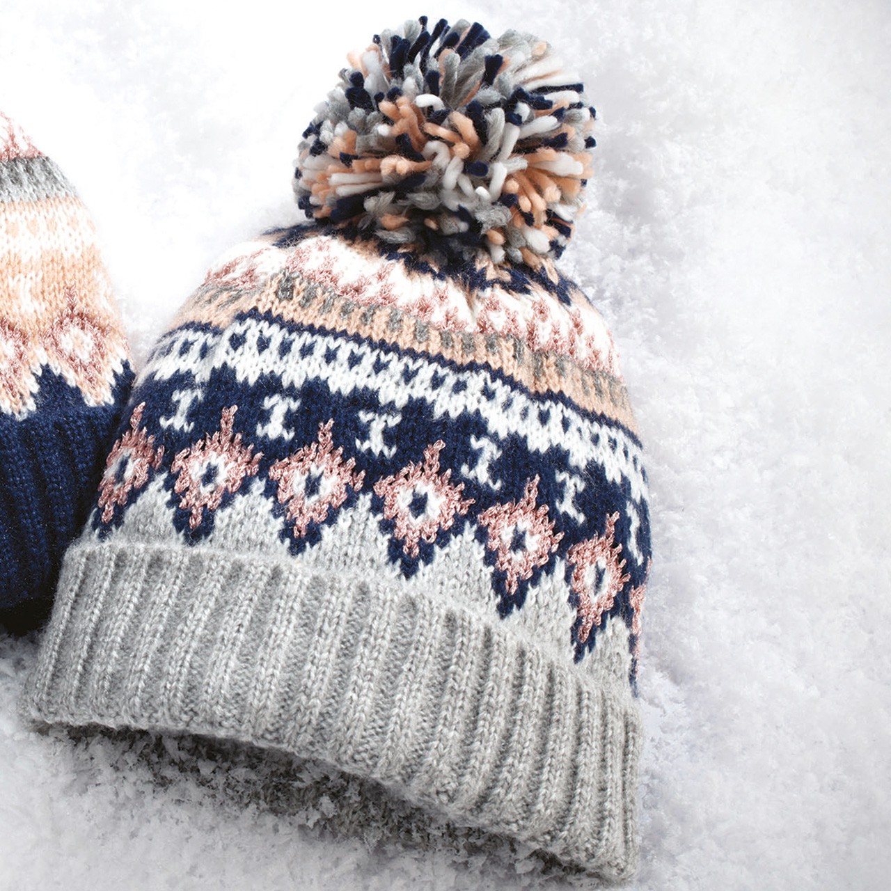 Ladies Fair Isle-Style Bobble Hat