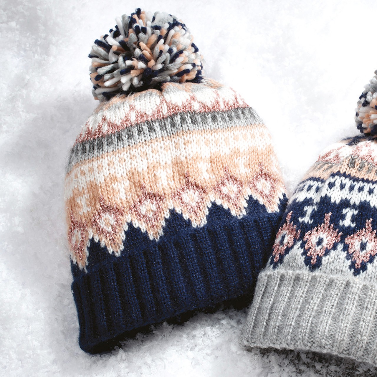 Ladies Fair Isle-Style Bobble Hat