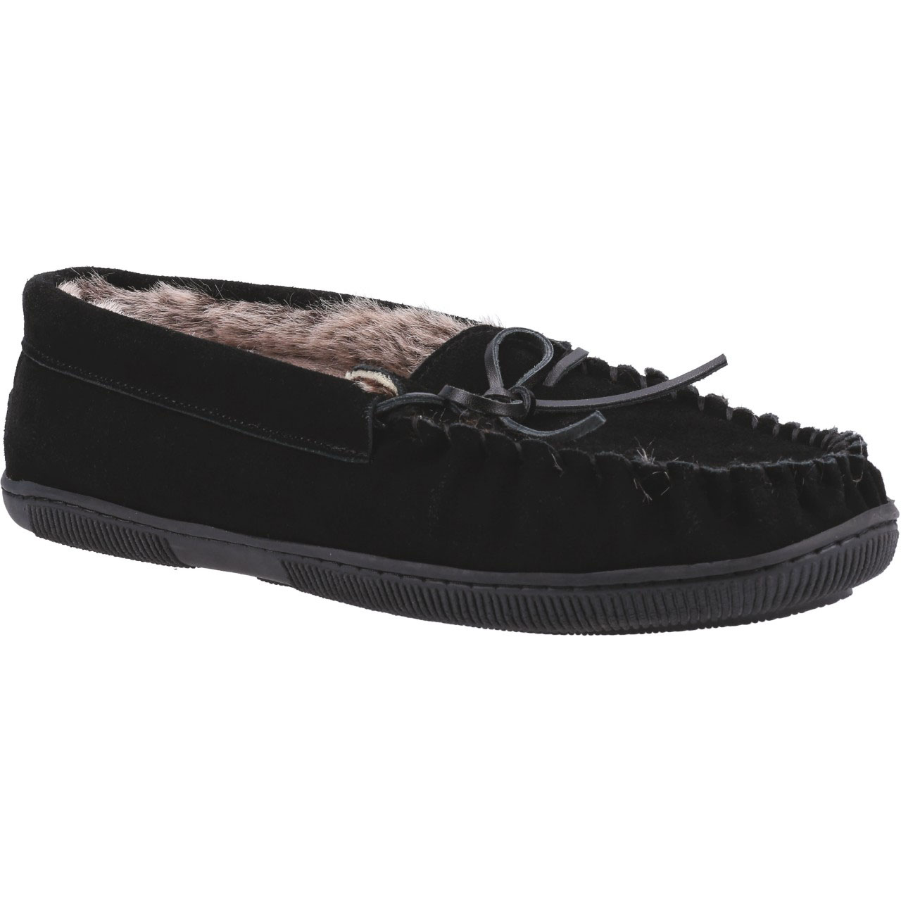 Black Men s Hush Puppies Suede Moccasin Slippers Scott s of Stow