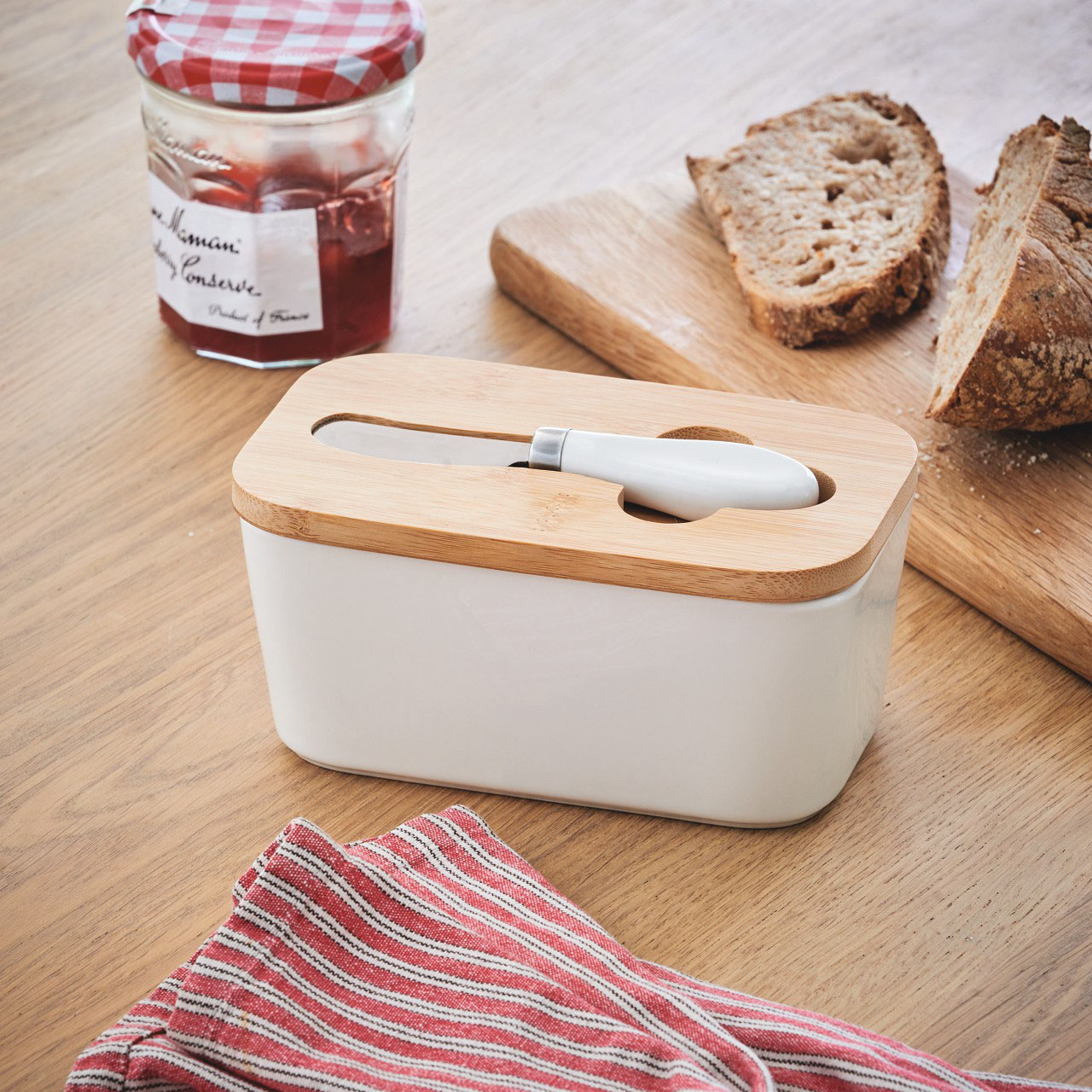 1colour Porcelain Butter Dish & Knife Set Pure Collection