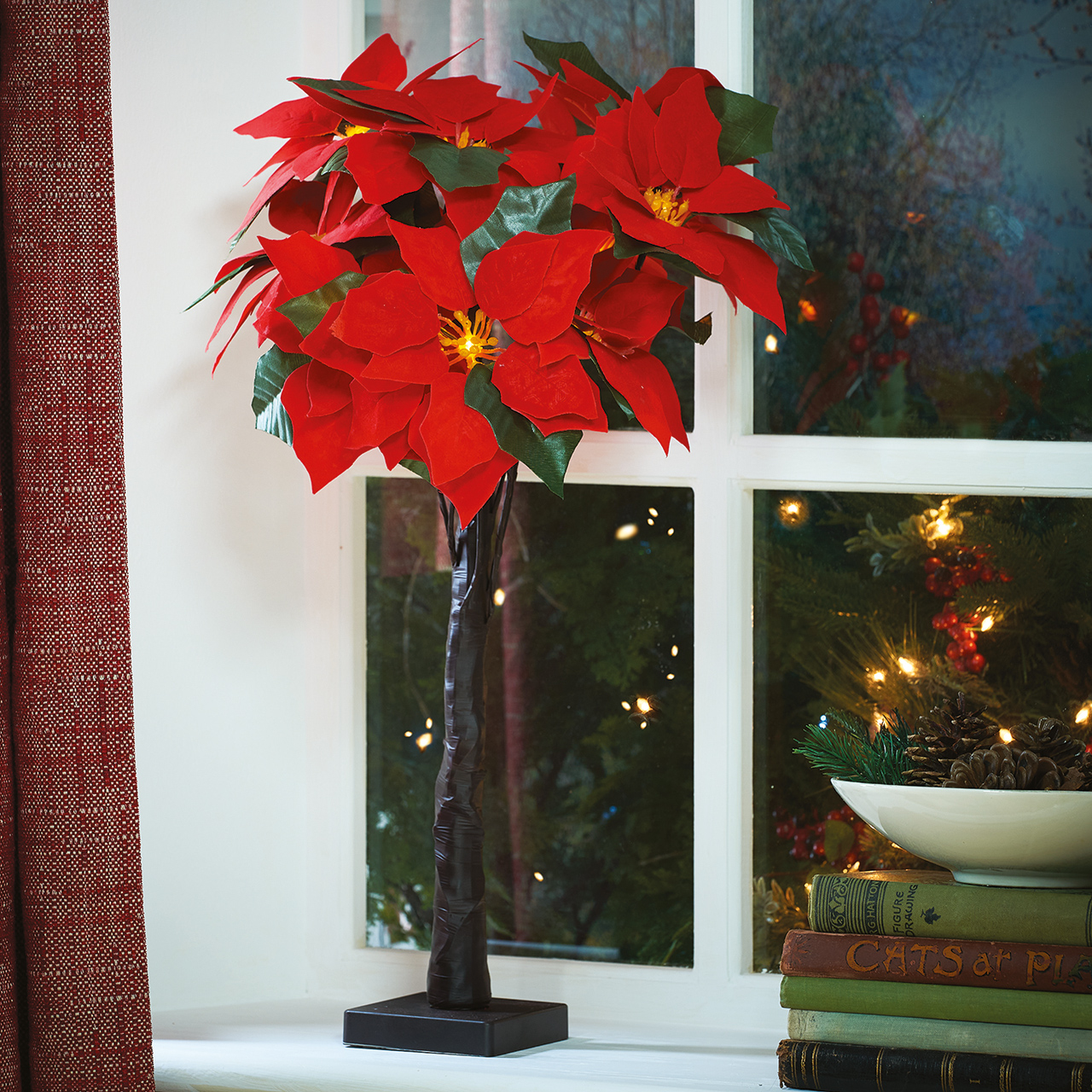 Free-Standing LED Poinsettia Decoration