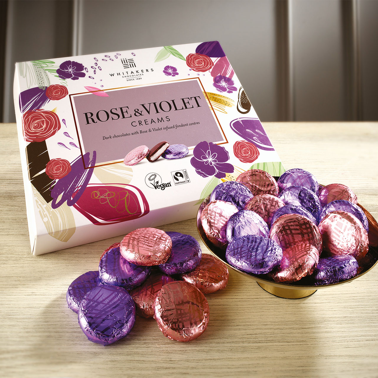 Dark Chocolate Rose and Violet Creams