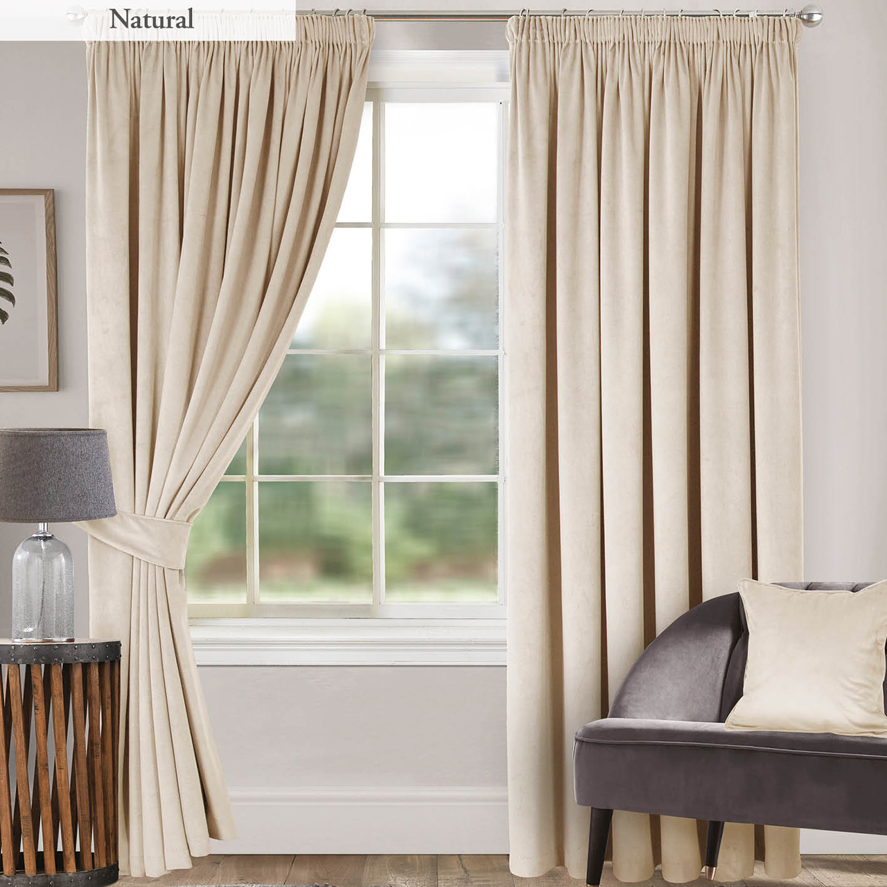 Montreal Soft Velour Lined Pencil Pleat Curtains