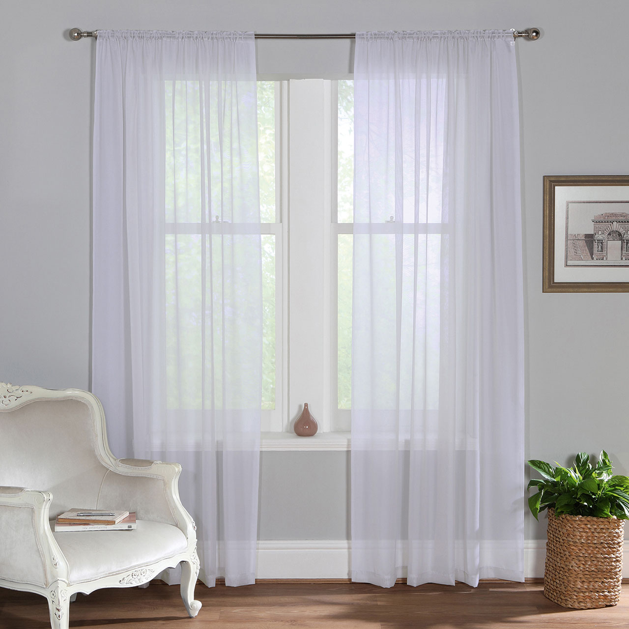 Plain Dyed Voile Panel - Pair