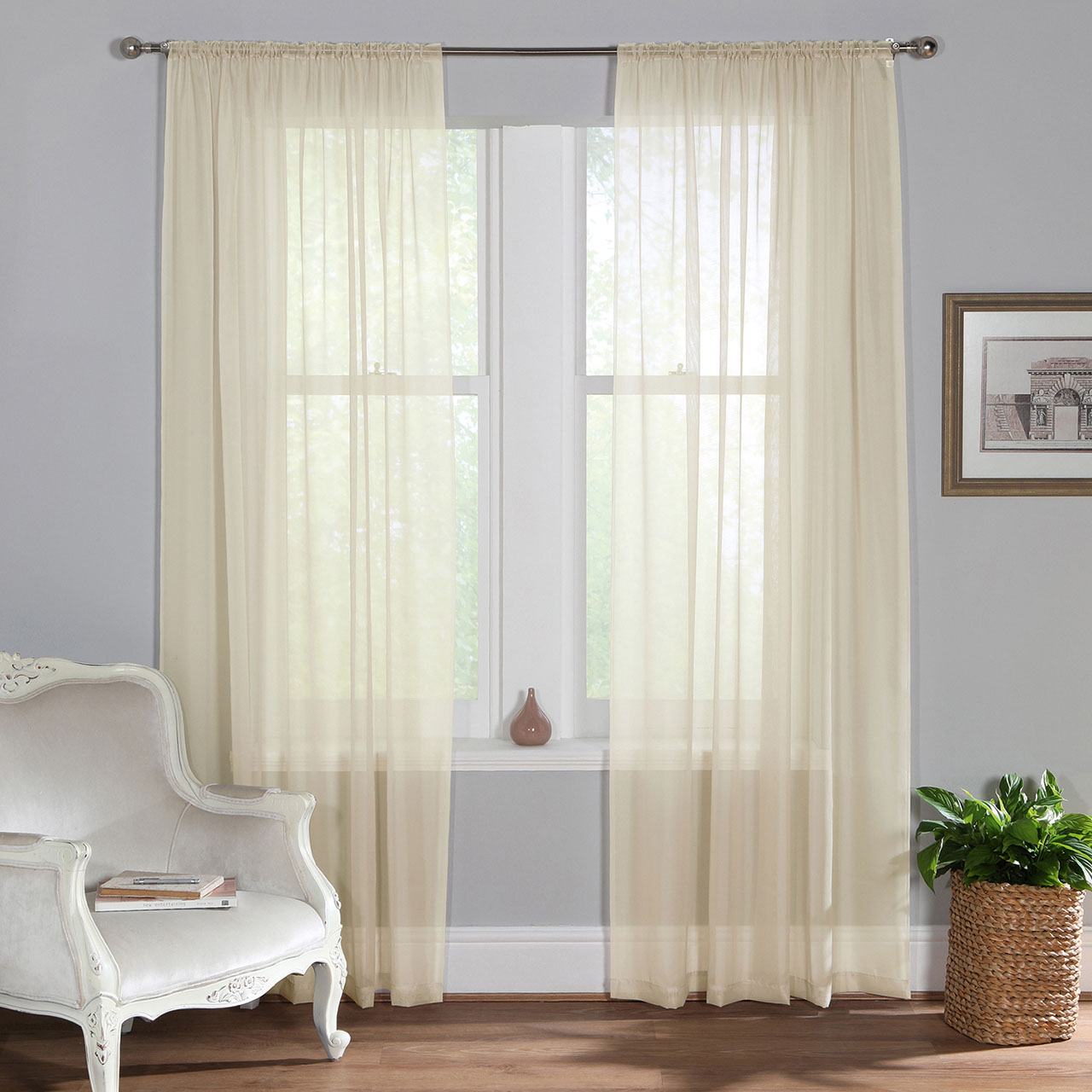 Plain Dyed Voile Panel - Pair