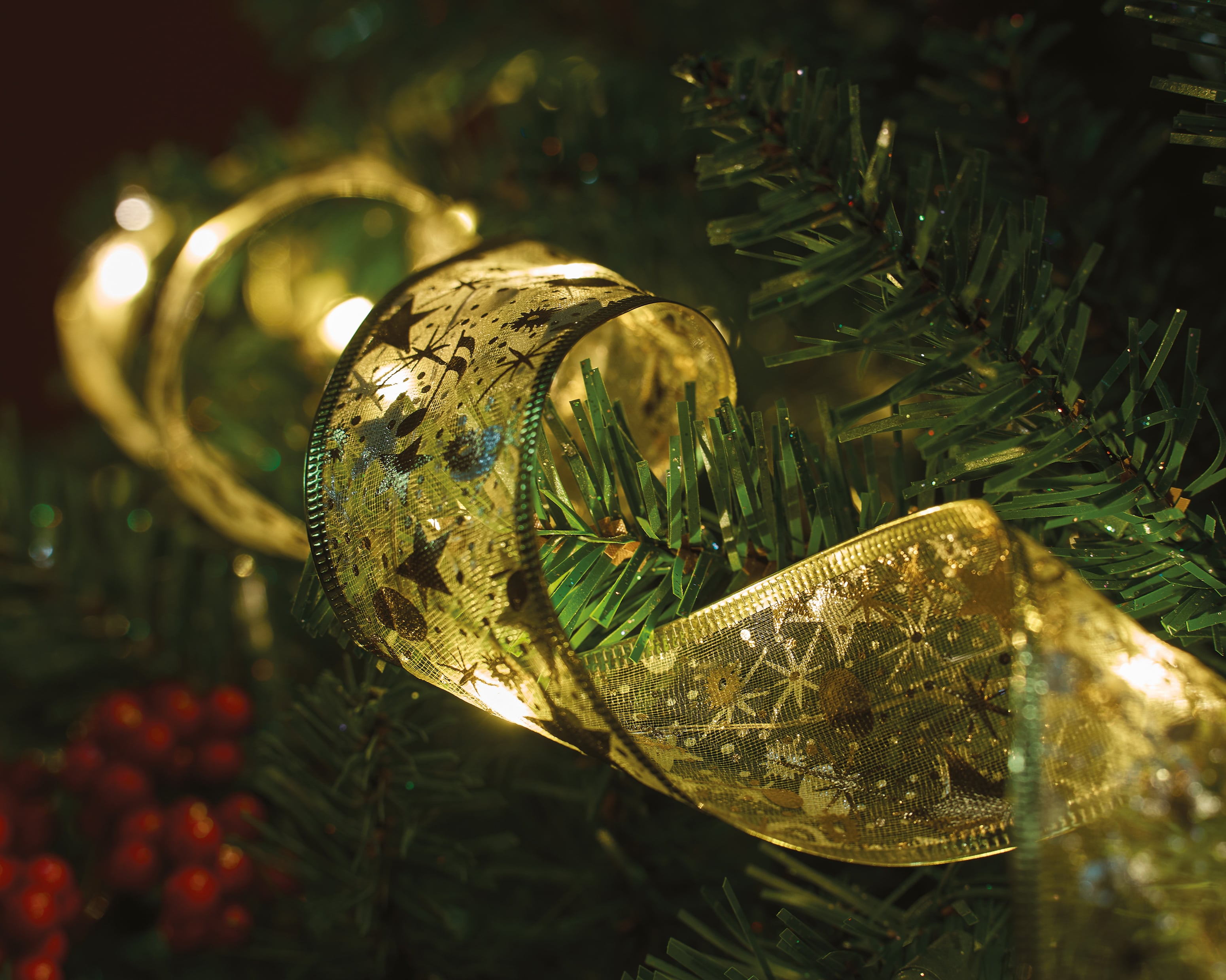 Set of 2 LED Wired Ribbon Decorations