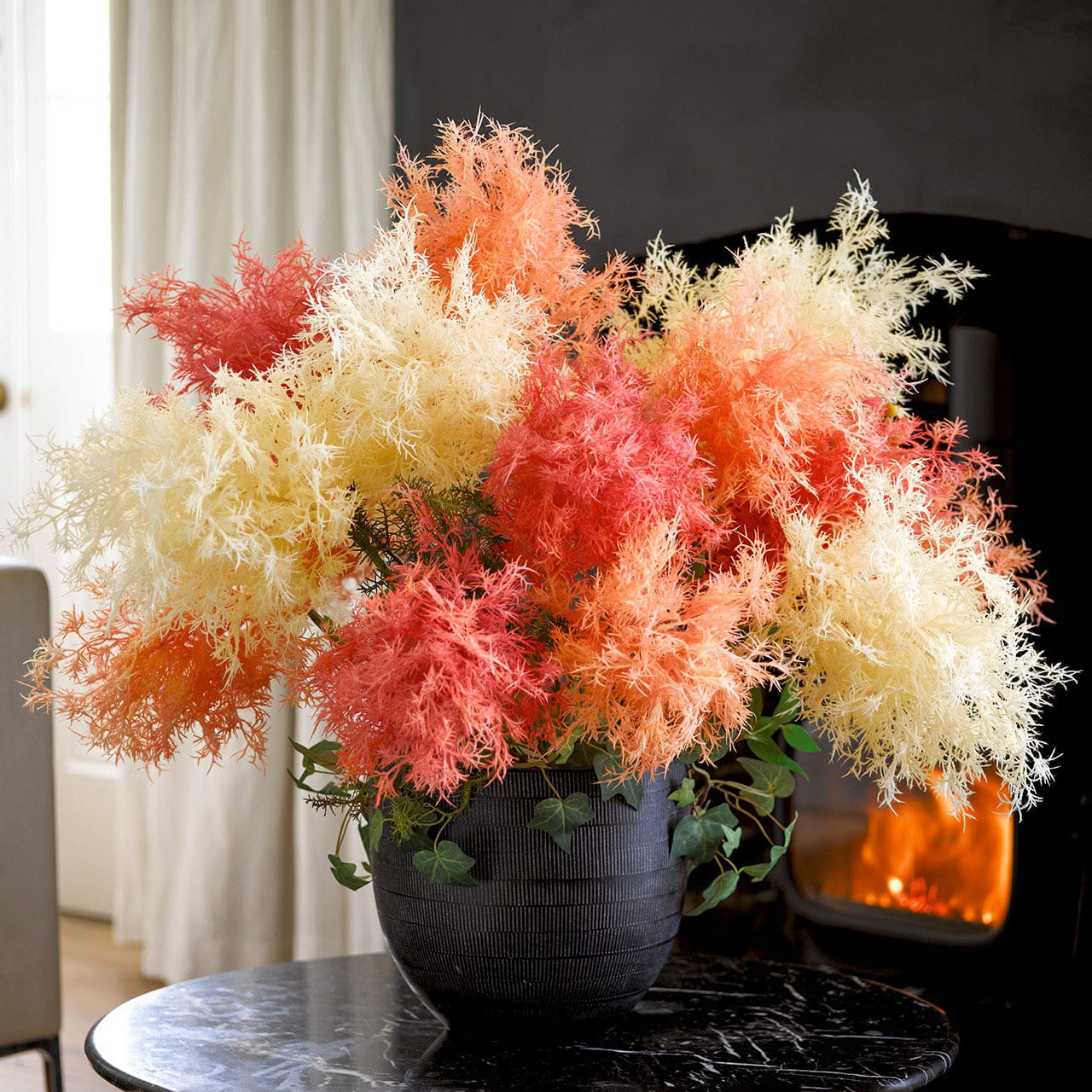 Tall Ivory Flowering Smoke Bush Spray