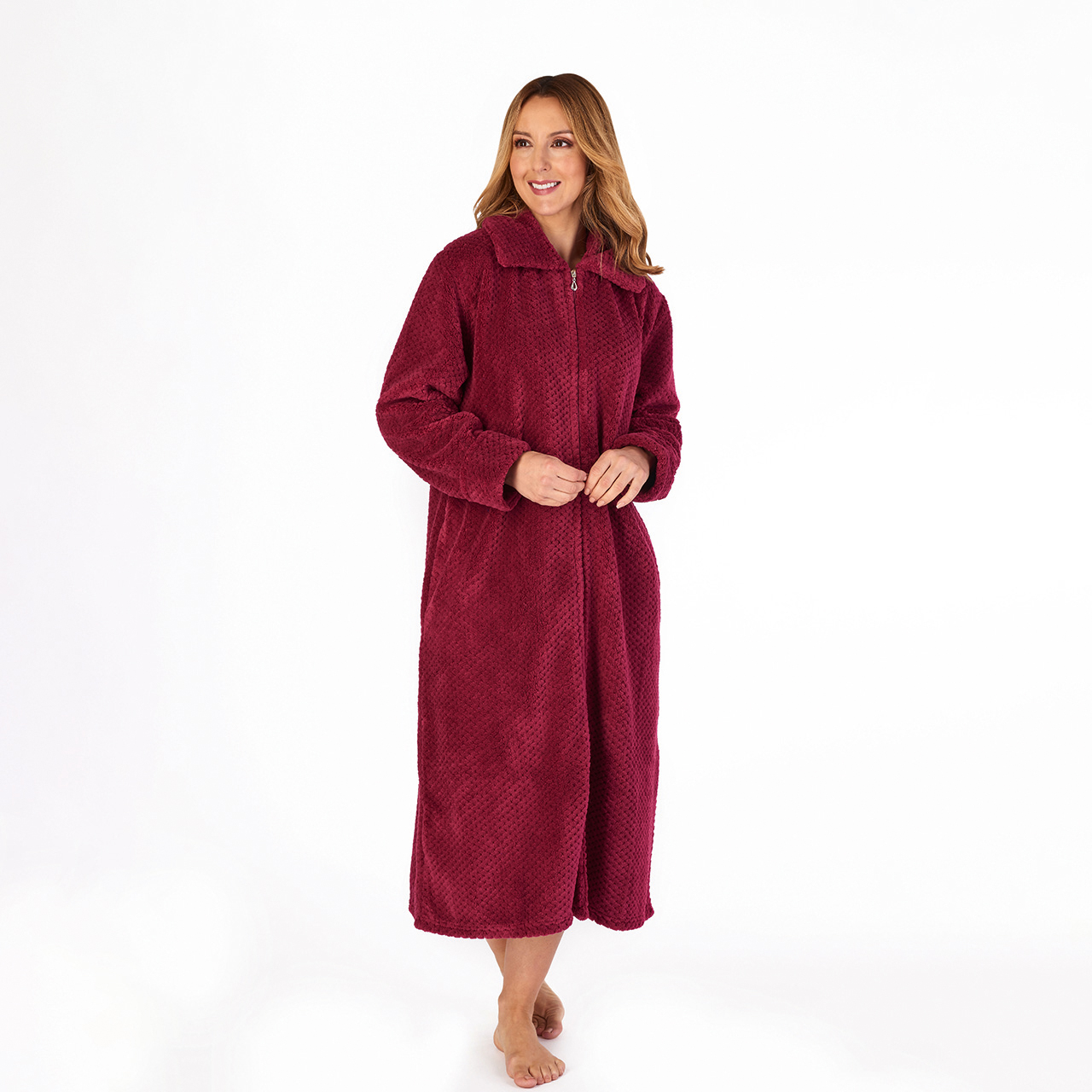 Supersoft Floral Fleece Zip Front Dressing Gown — Sandras-Online