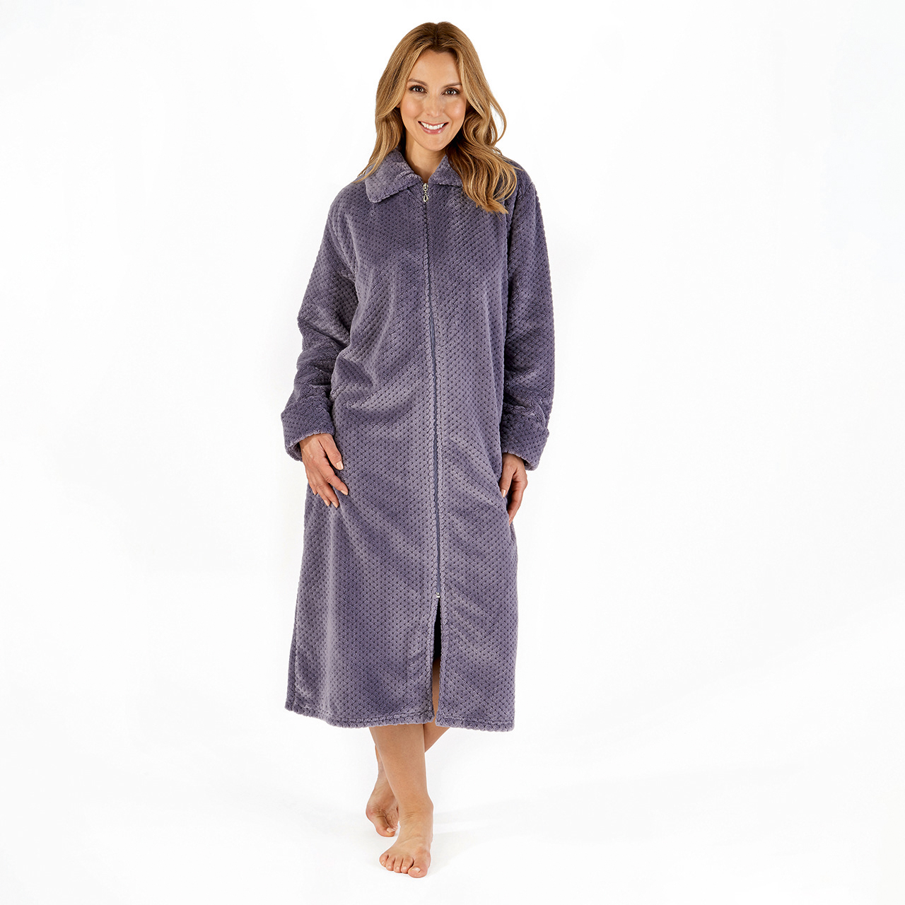 PAVILIA Womens Housecoat Zip Robe, Fleece Zip Up Front Robe Bathrobe, Plush  Warm Zipper House Coat Lounger for Women Ladies Elderly with Satin Trim,  Pockets, Long - Teal Sea Blue (Large/X-Large) -