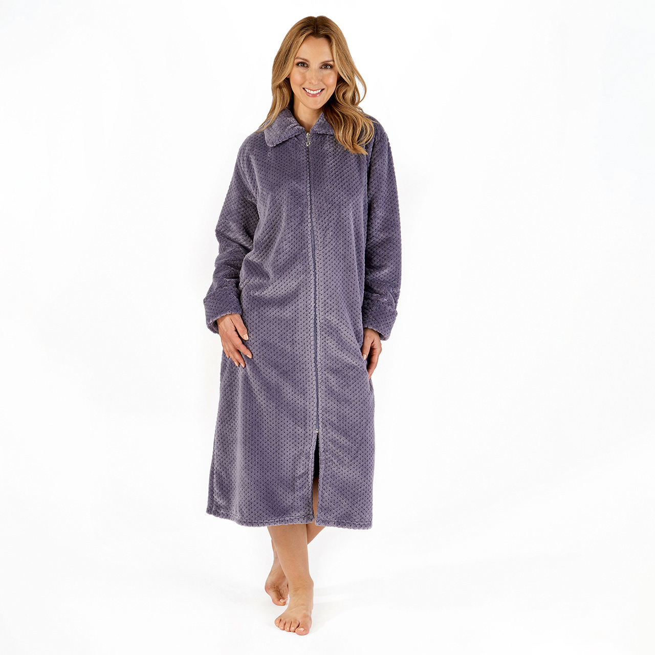 Zip Front Collared Robe