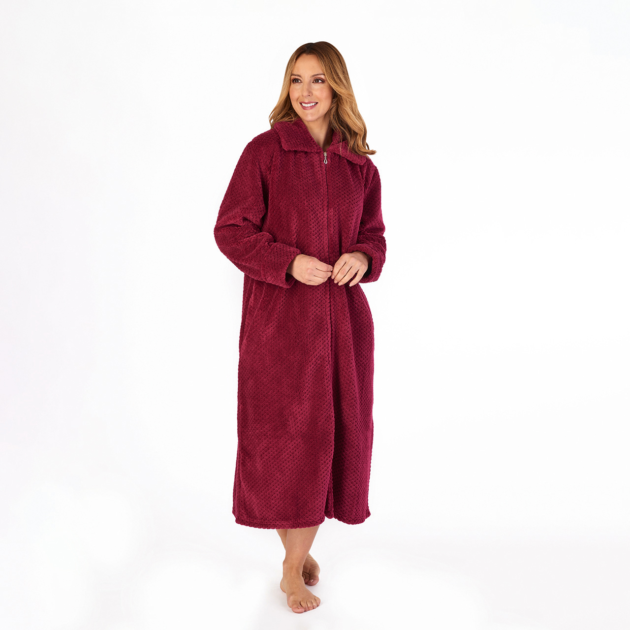 Zip Front Collared Robe