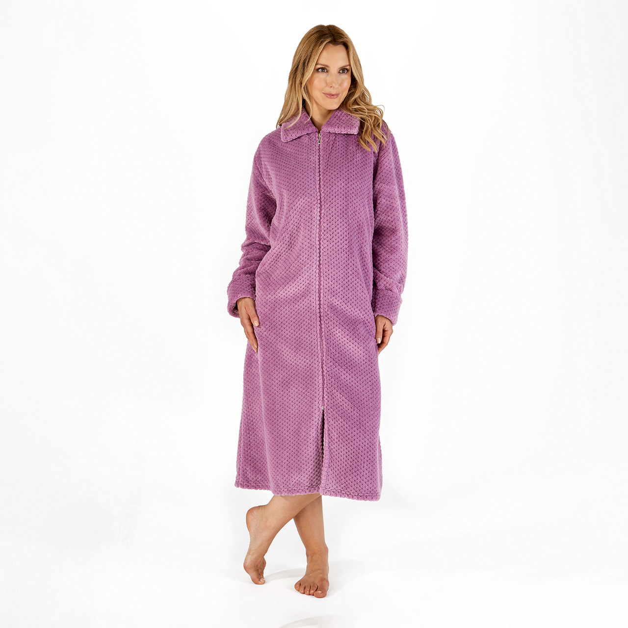 Zip Front Collared Robe