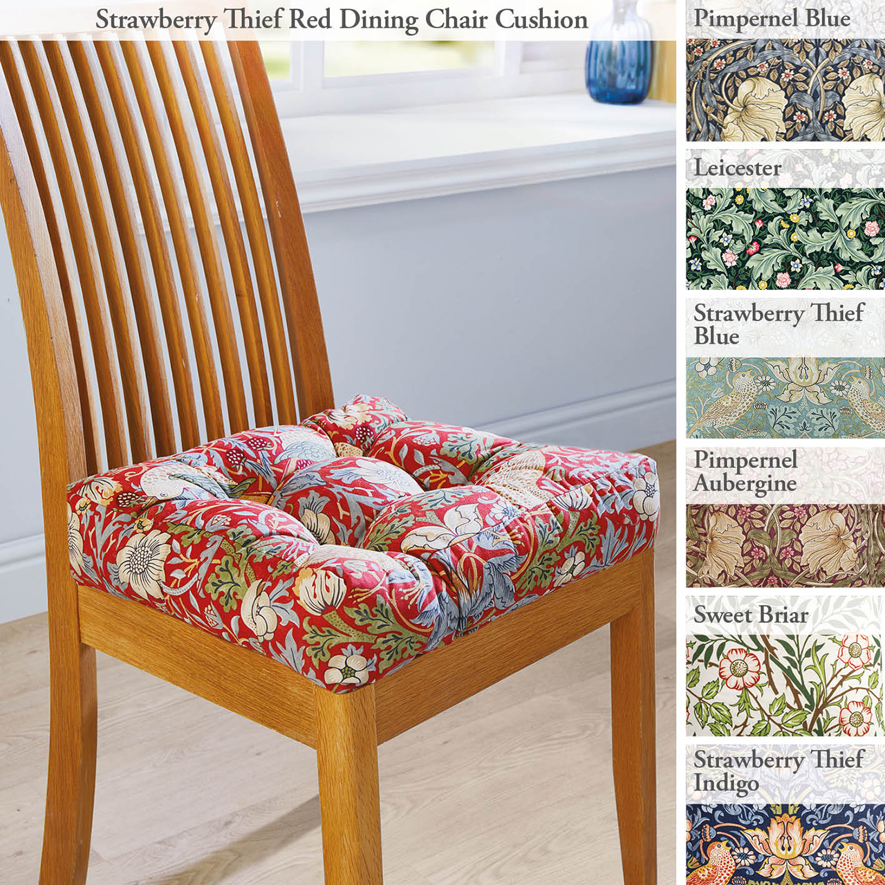 Dining Chair, William Morris Booster Cushions