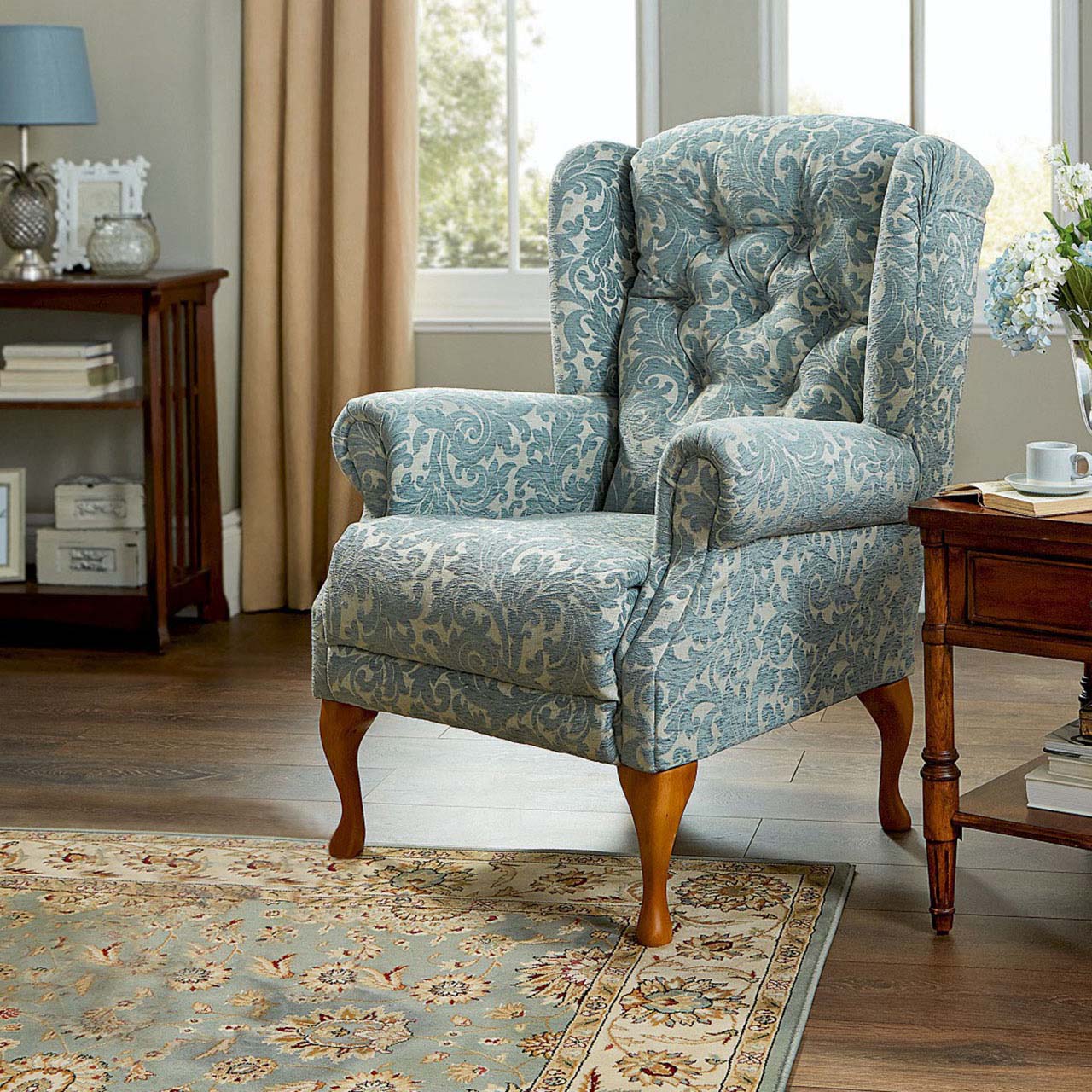 Navy queen anne online chair