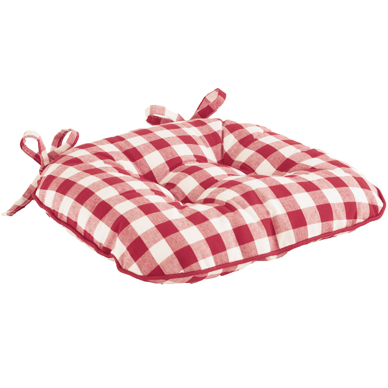 Gingham Button-effect Seat Cushion