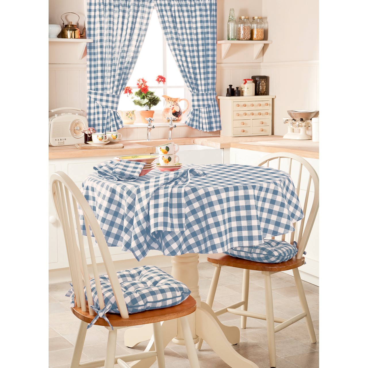 Cornflower Gingham Curtains Scott's of Stow