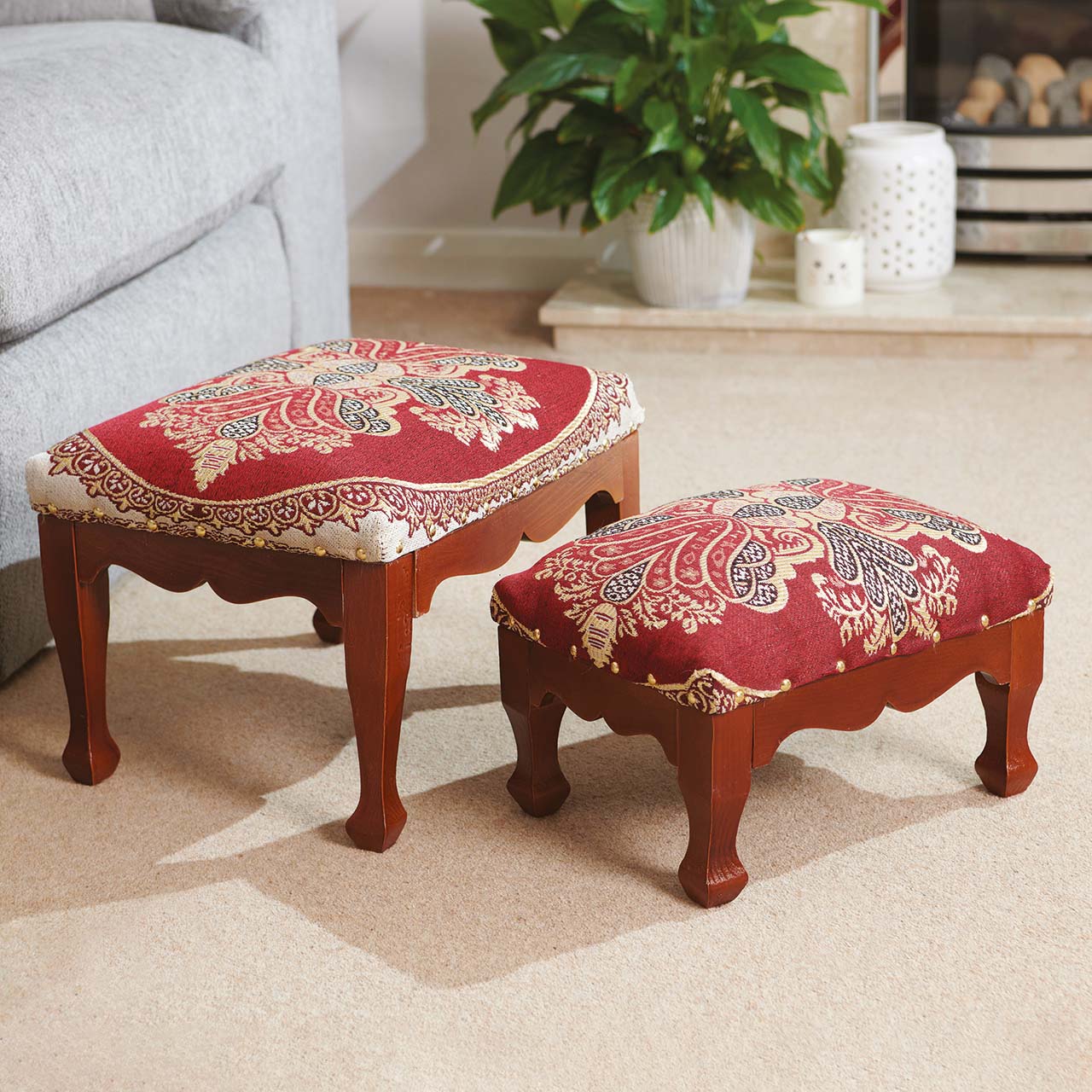Upholstered Nesting Footstools - Set of 2