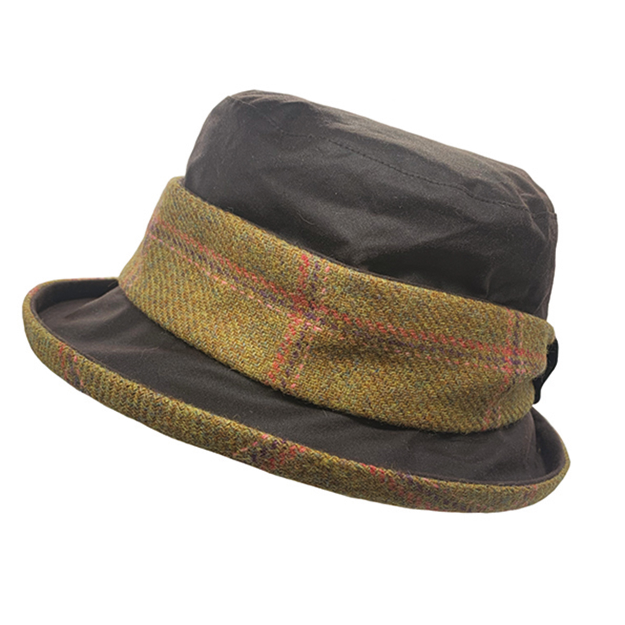 Waxed Cotton Hat with Tweed Band