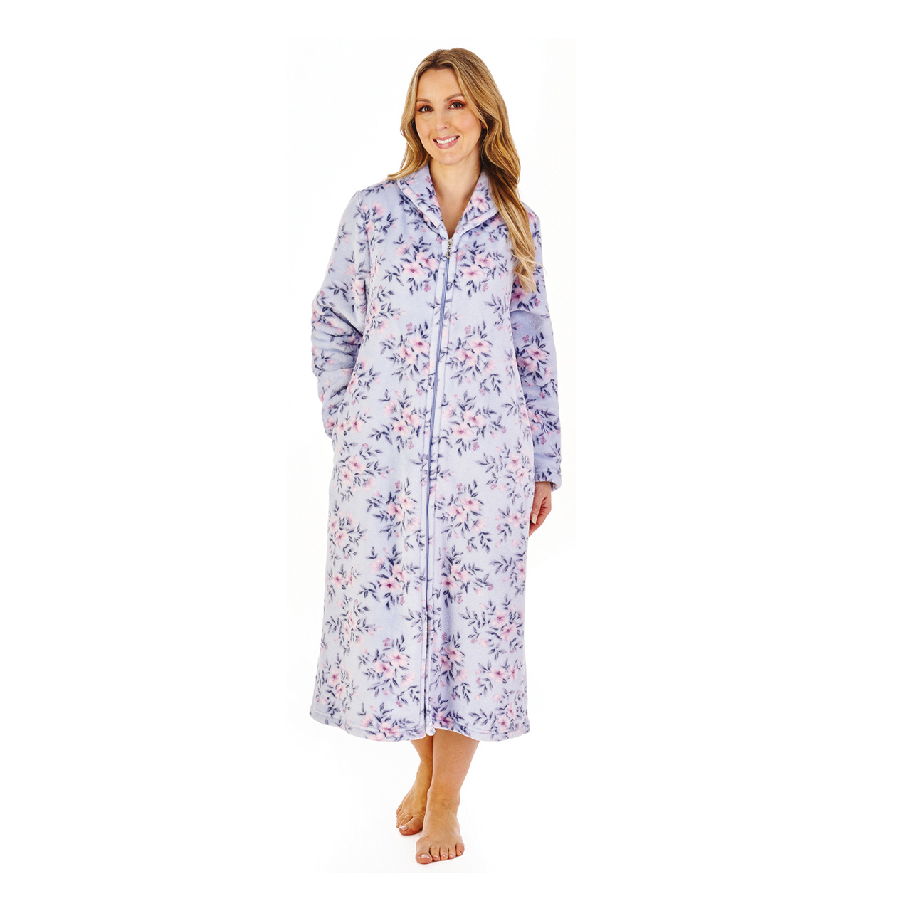Floral Flannel Fleece Housecoat
