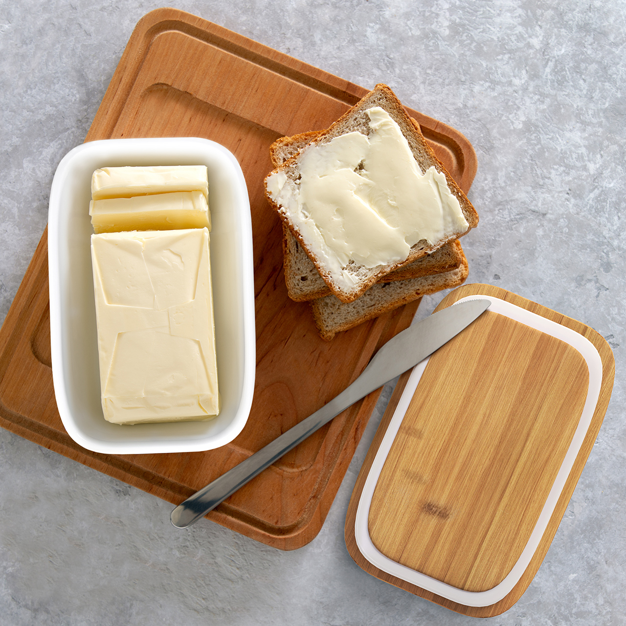 Ceramic Butter Dish with Bamboo Lid