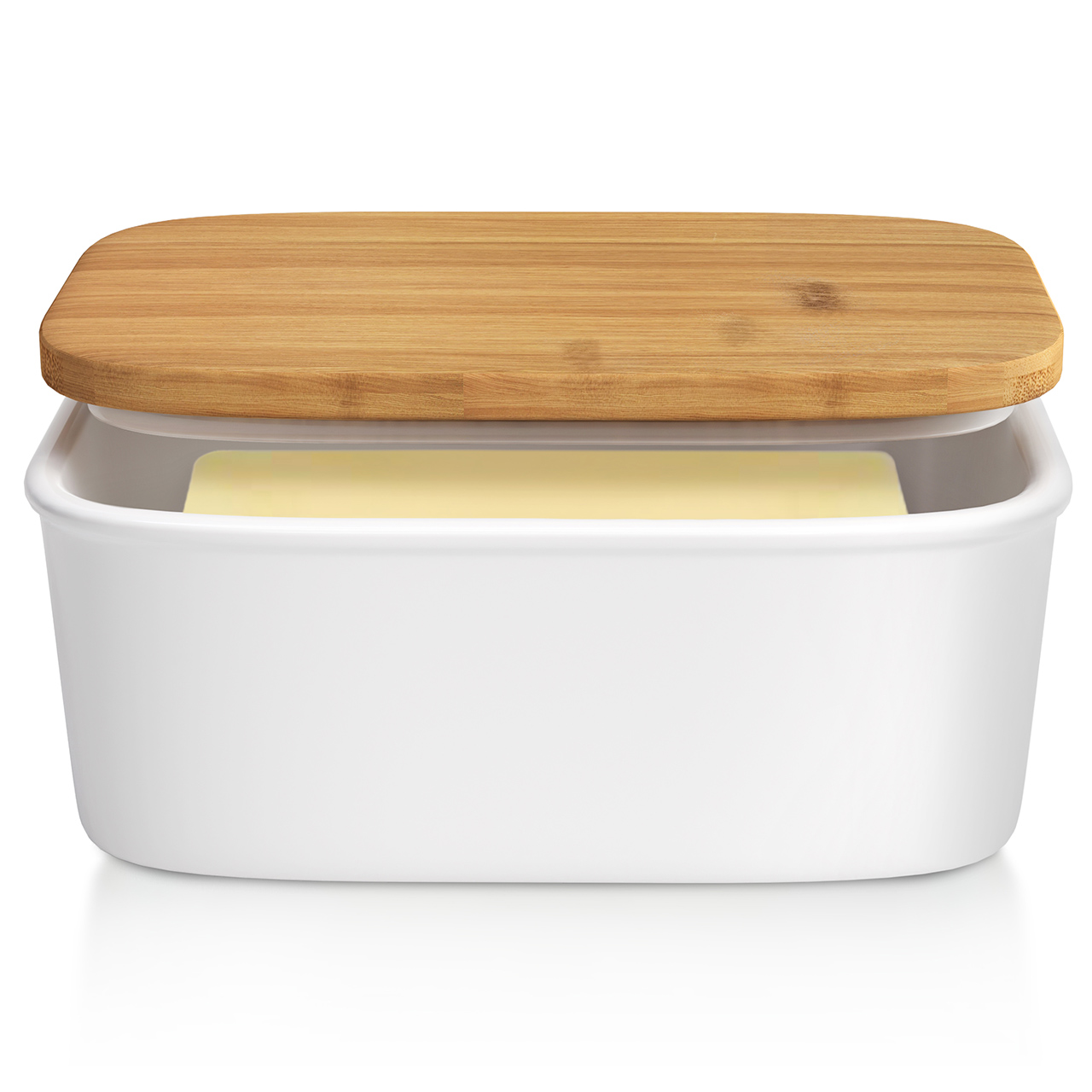 Ceramic Butter Dish with Bamboo Lid