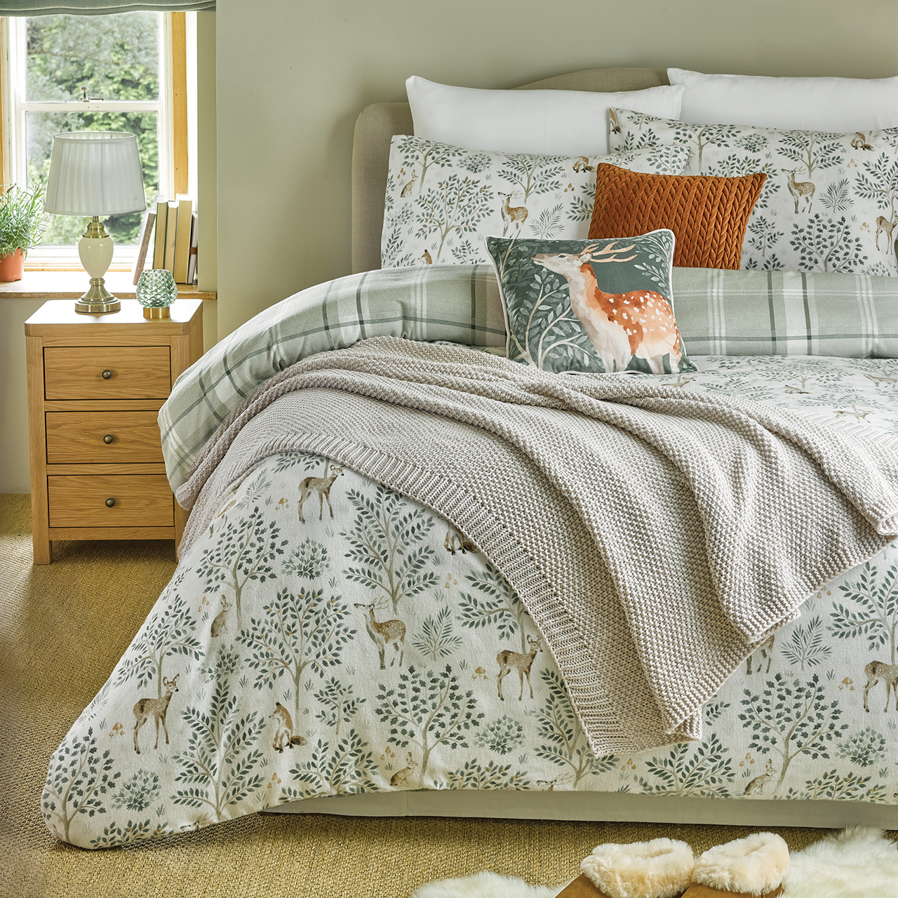 Forest Brushed Cotton Reversible Duvet Set