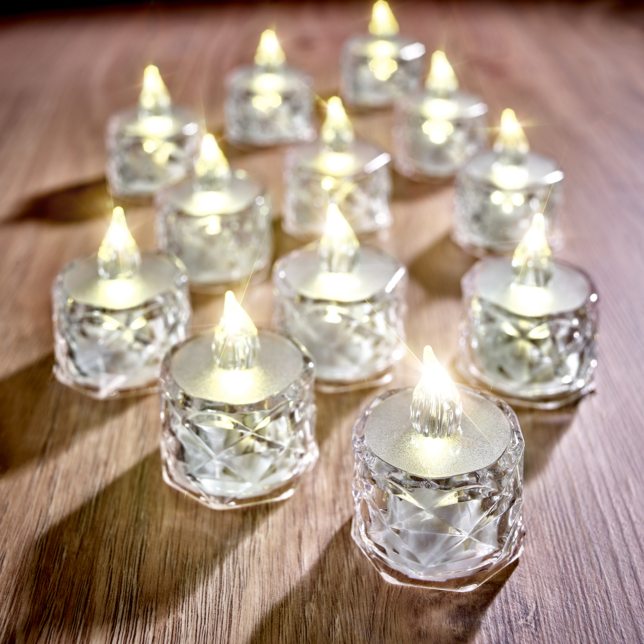 Faceted LED Tealights - Pack of 12