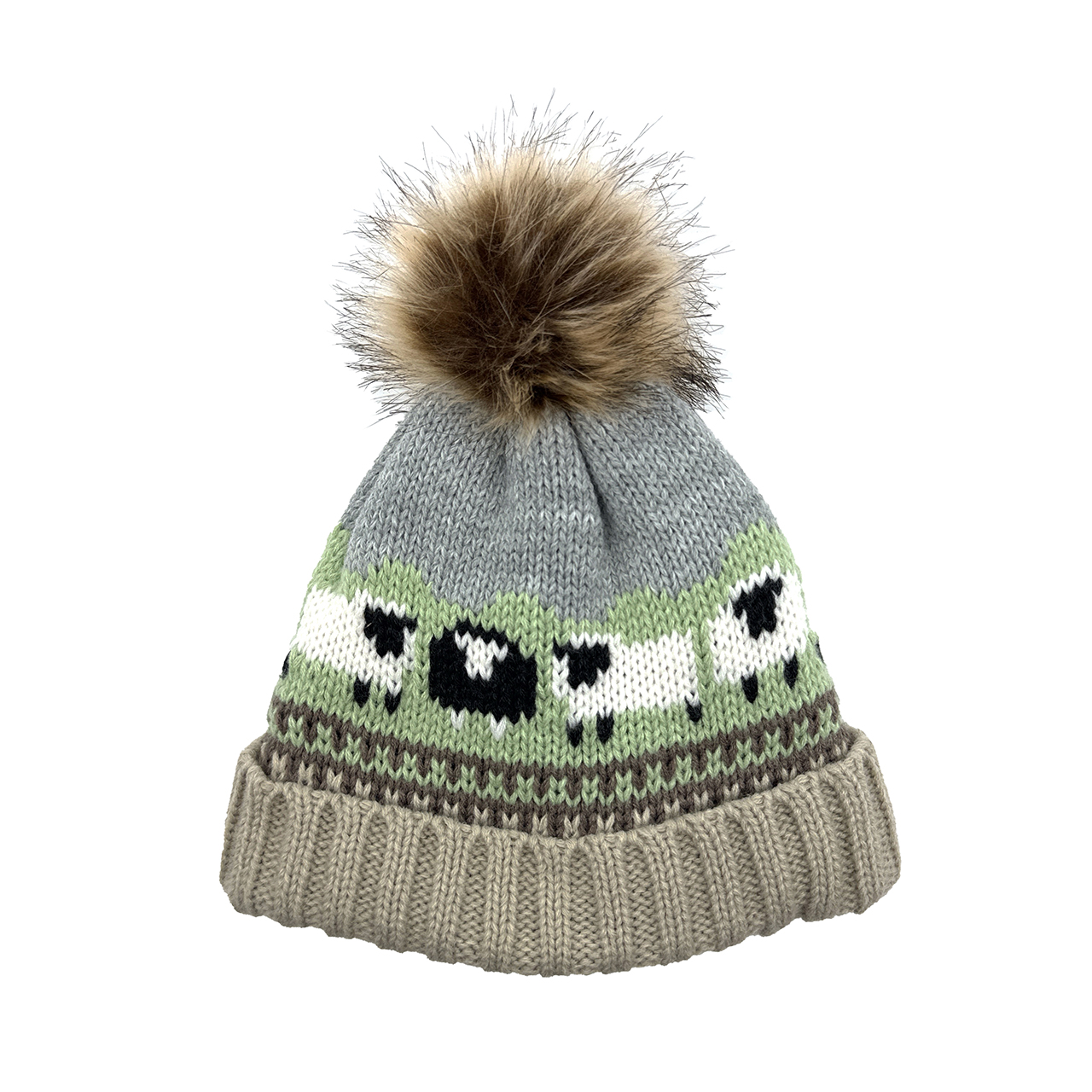 Aran Sheep Pom Pom Hat