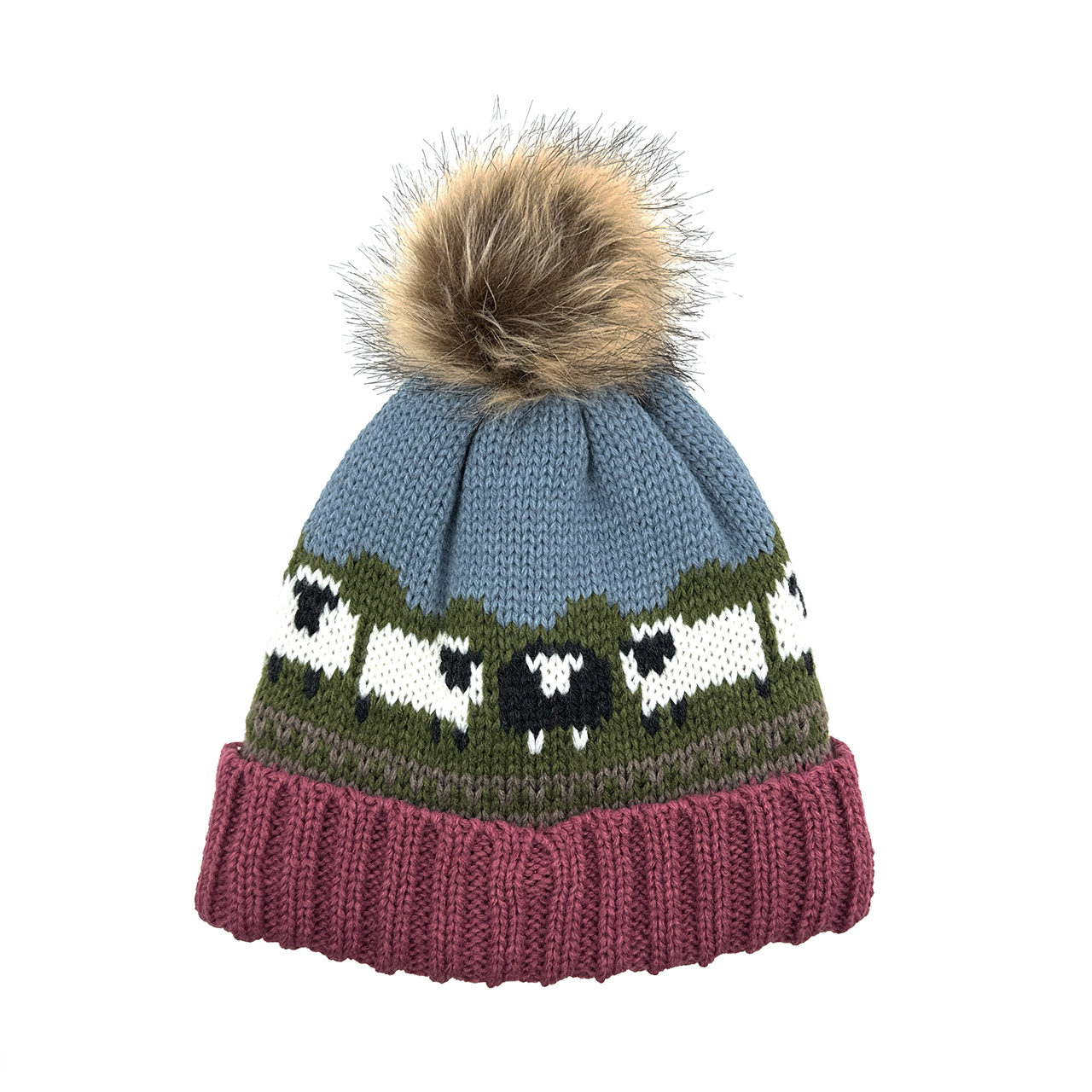 Aran Sheep Pom Pom Hat