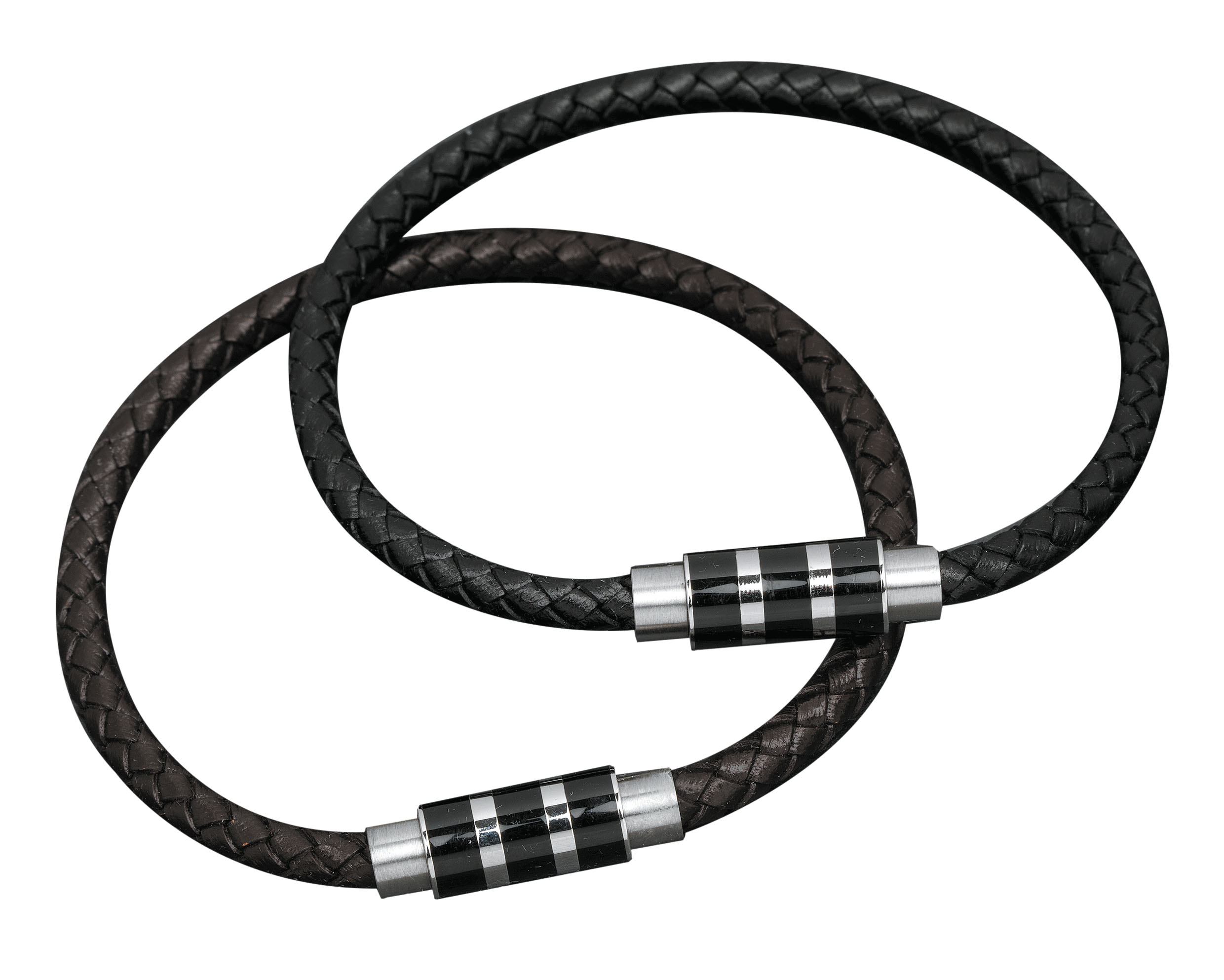 Men's Leather Plaited Bracelet - Pack of 2