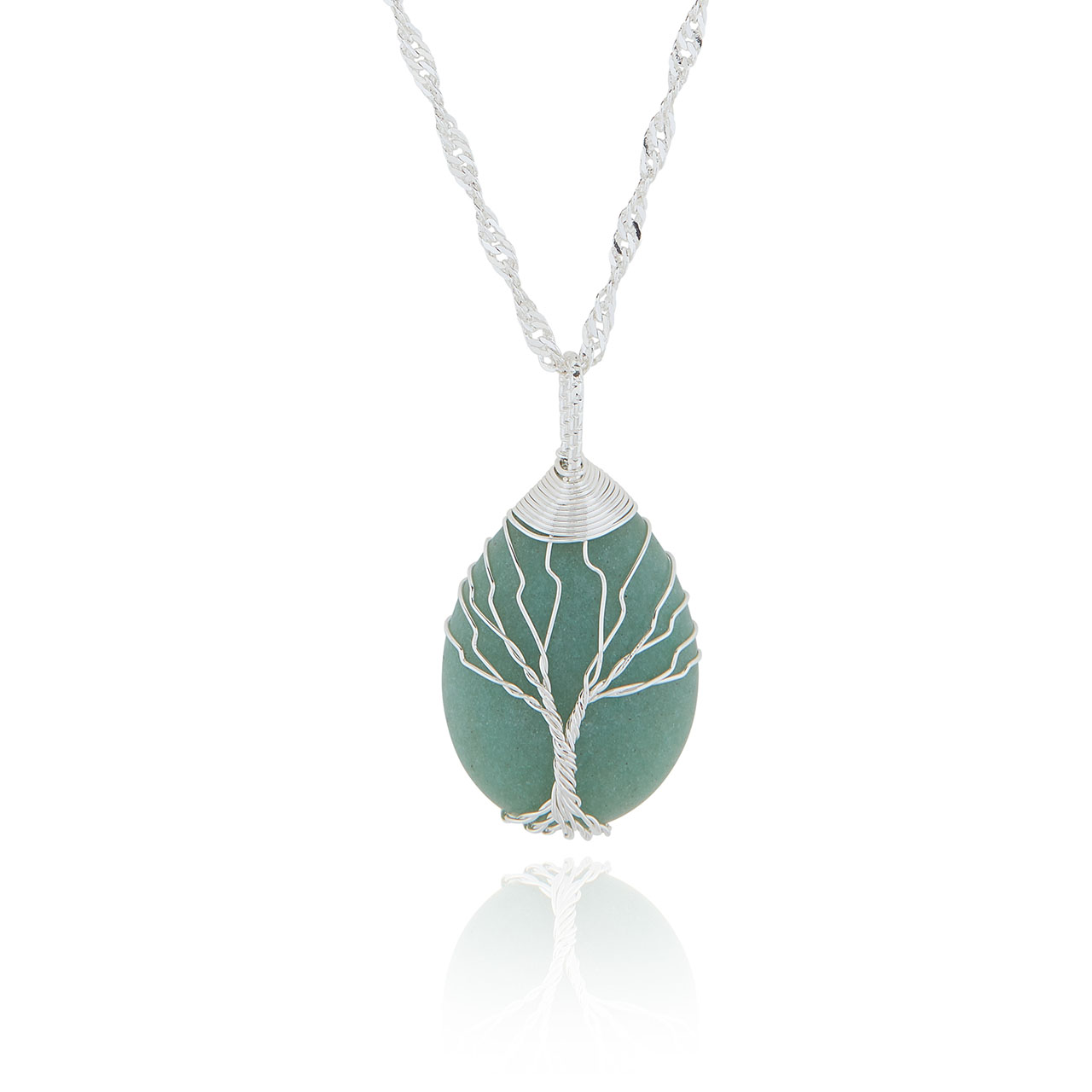 Tree of Life Silver Plated Gemstone Necklace