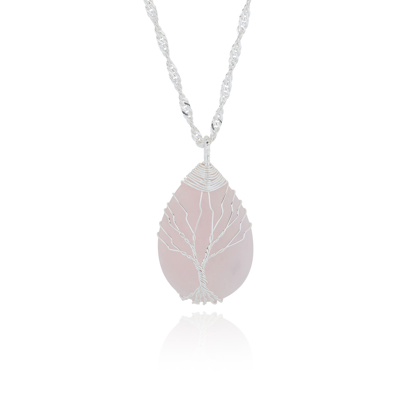 Tree of Life Silver Plated Gemstone Necklace