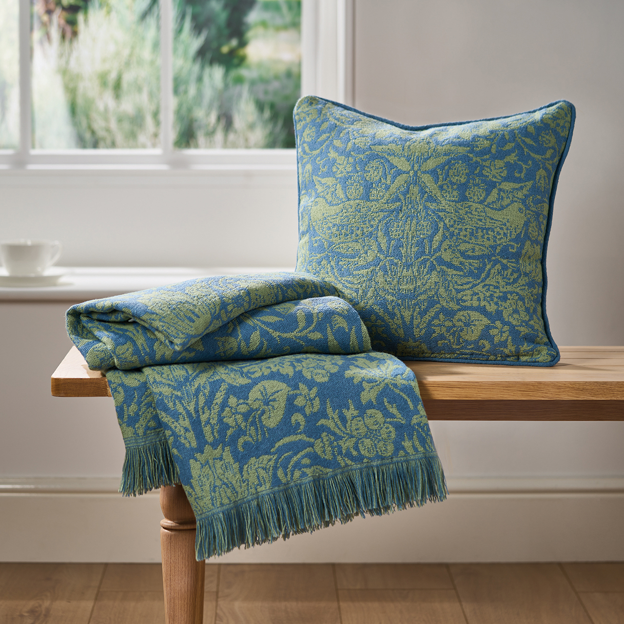 Blue throws and cushions best sale