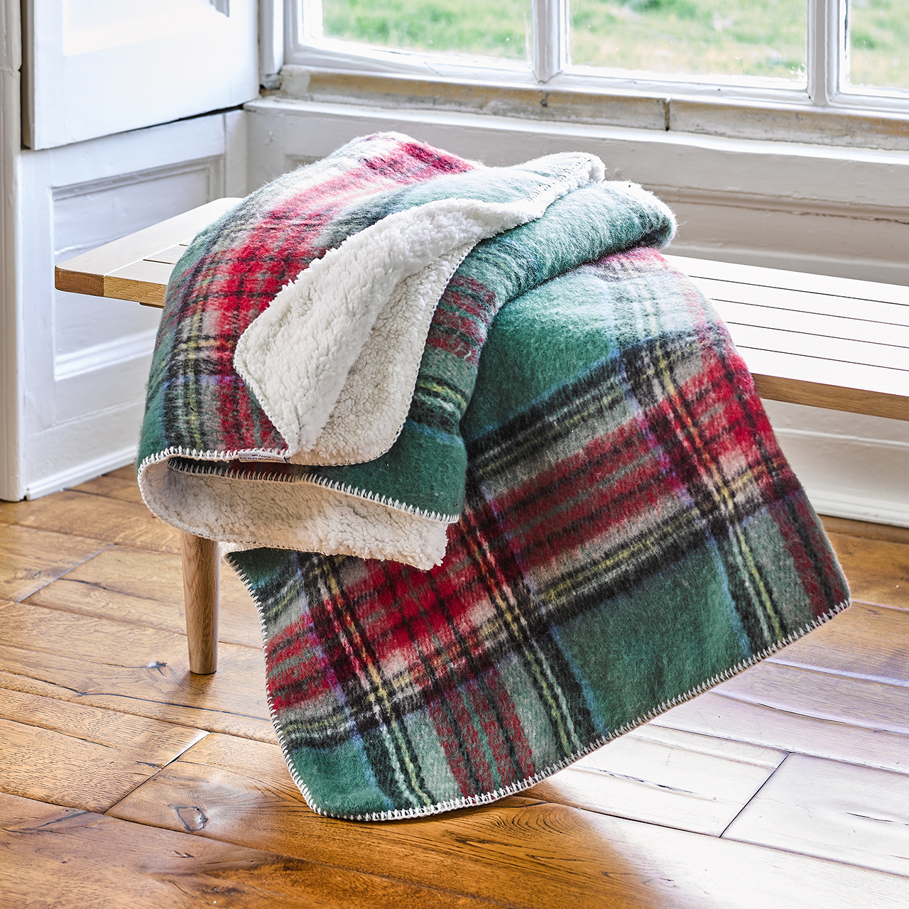 Tartan Sherpa-backed Throw