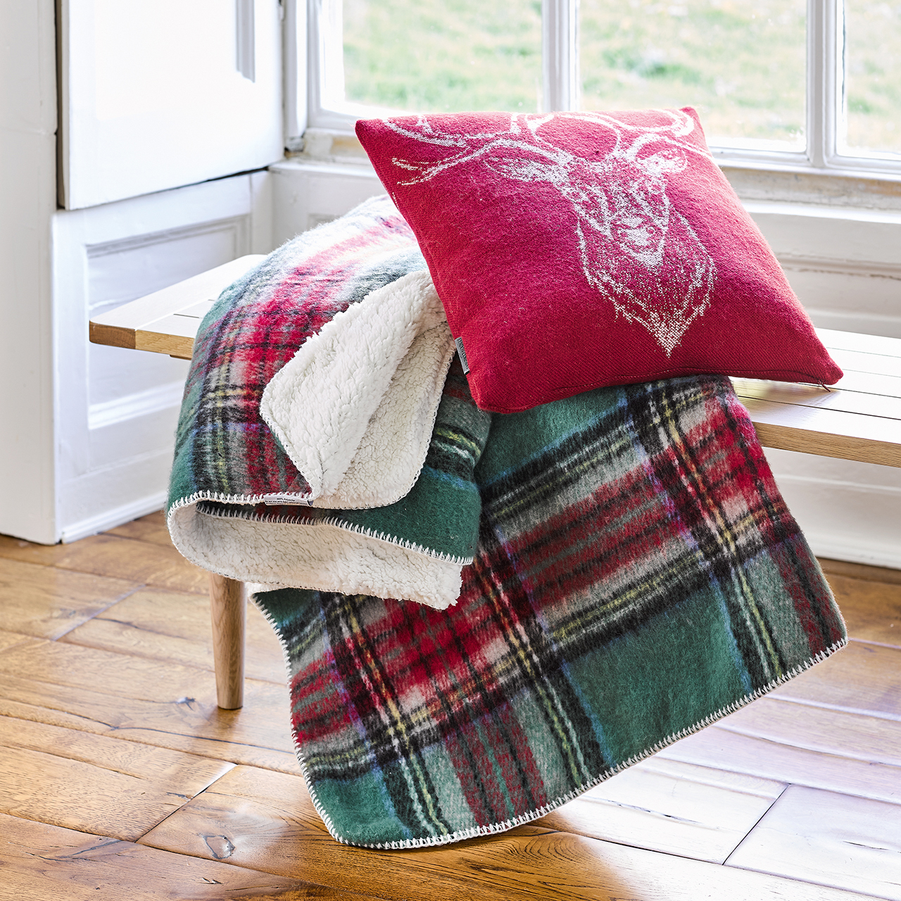 Tartan Sherpa-backed Throw