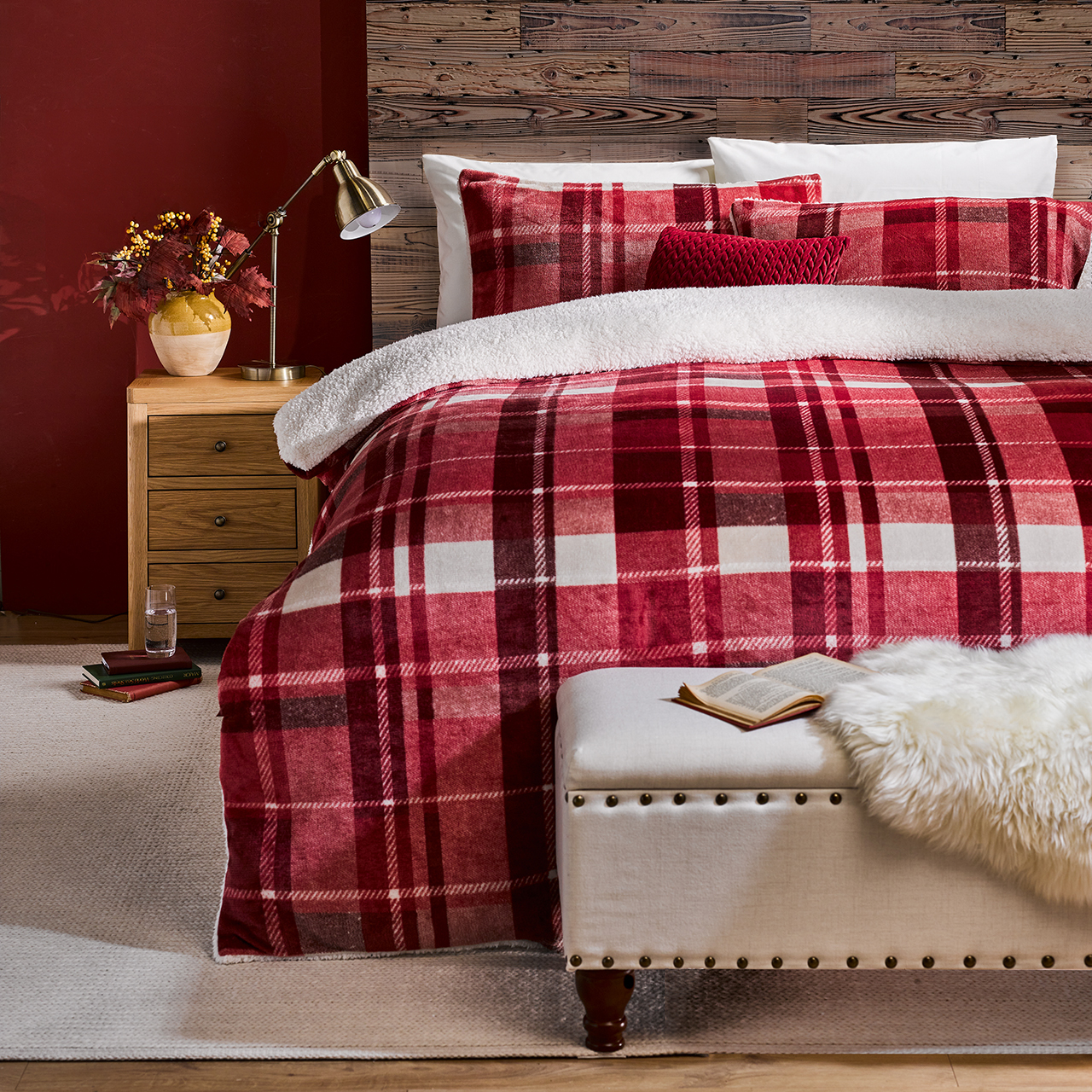 Cosy Check Sherpa-backed Duvet Set