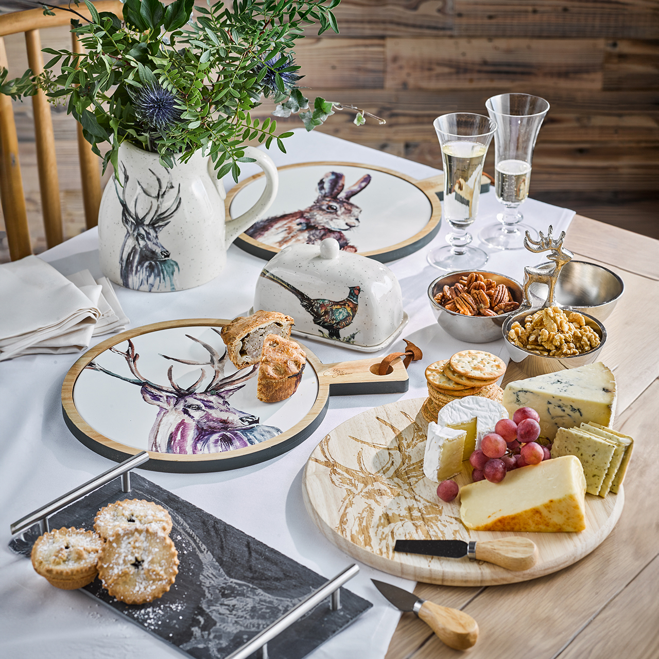 Slate Pheasant Serving Board with Handles