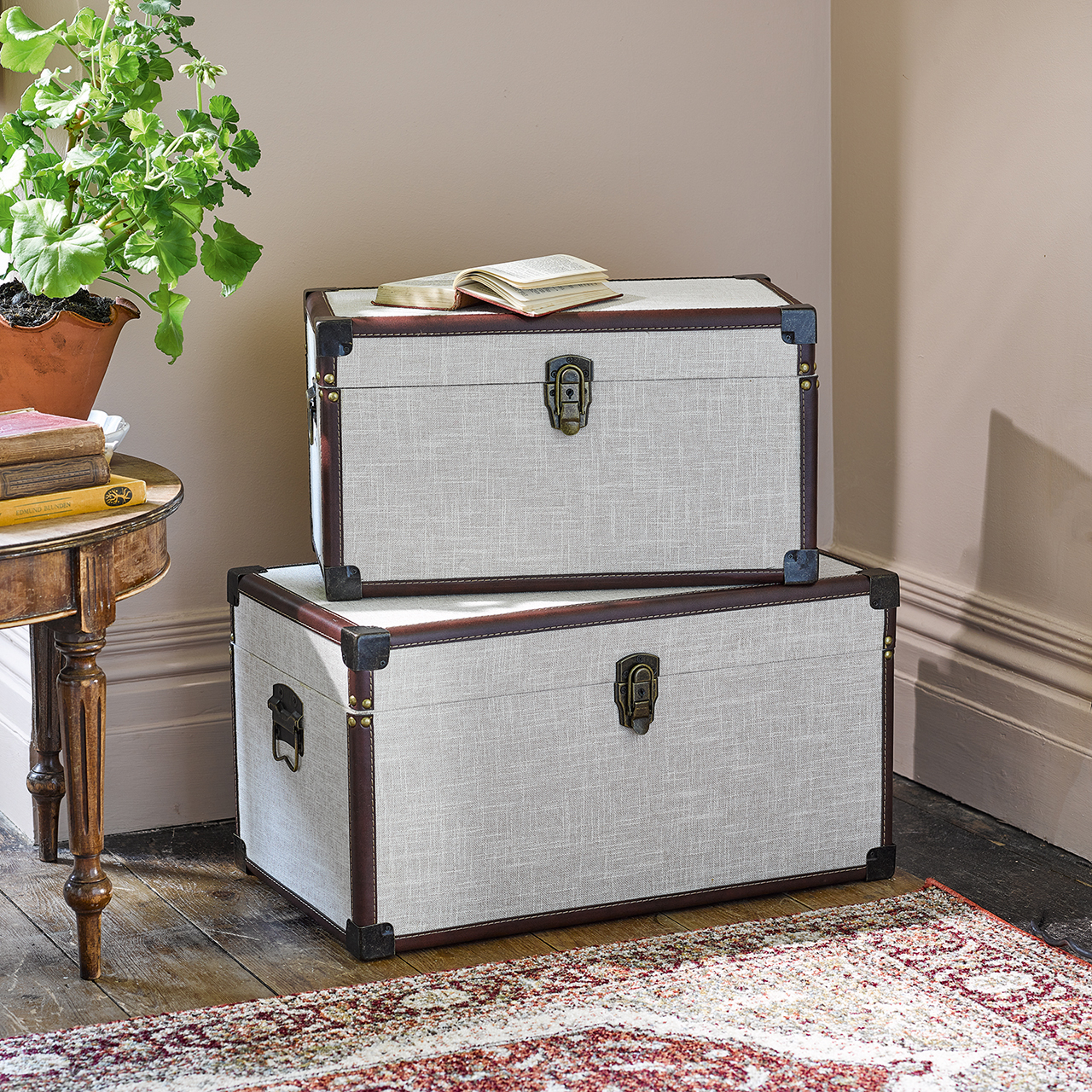 Linen Wrap Storage Trunks - Set of 2