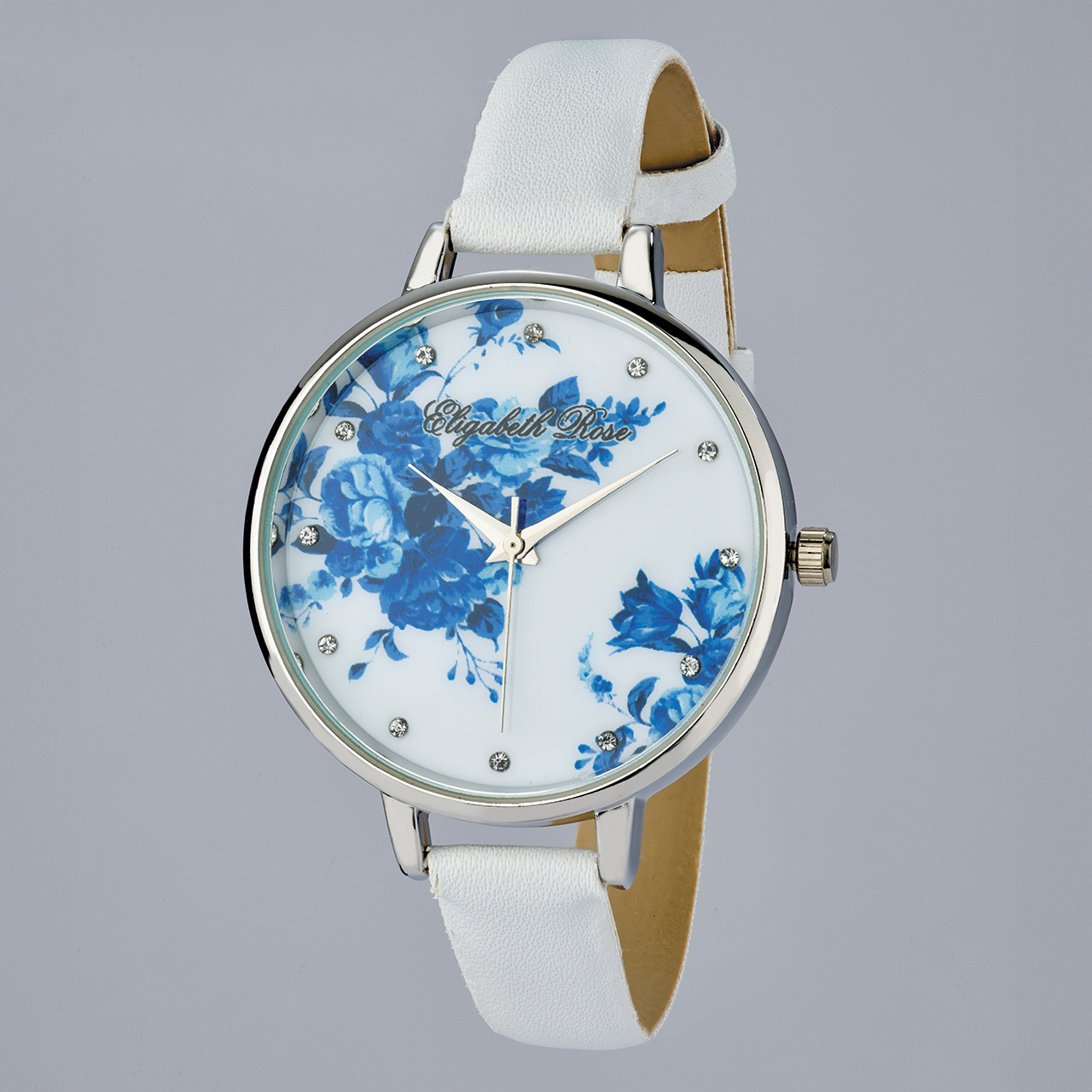 Blue Floral Faced Ladies Watch