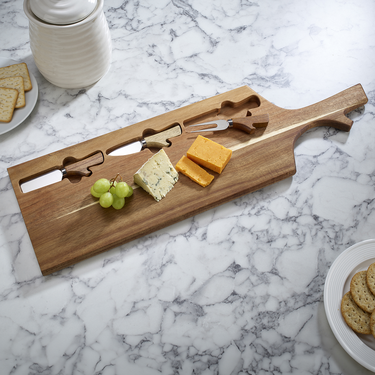 Wooden Cheese Board with Tools