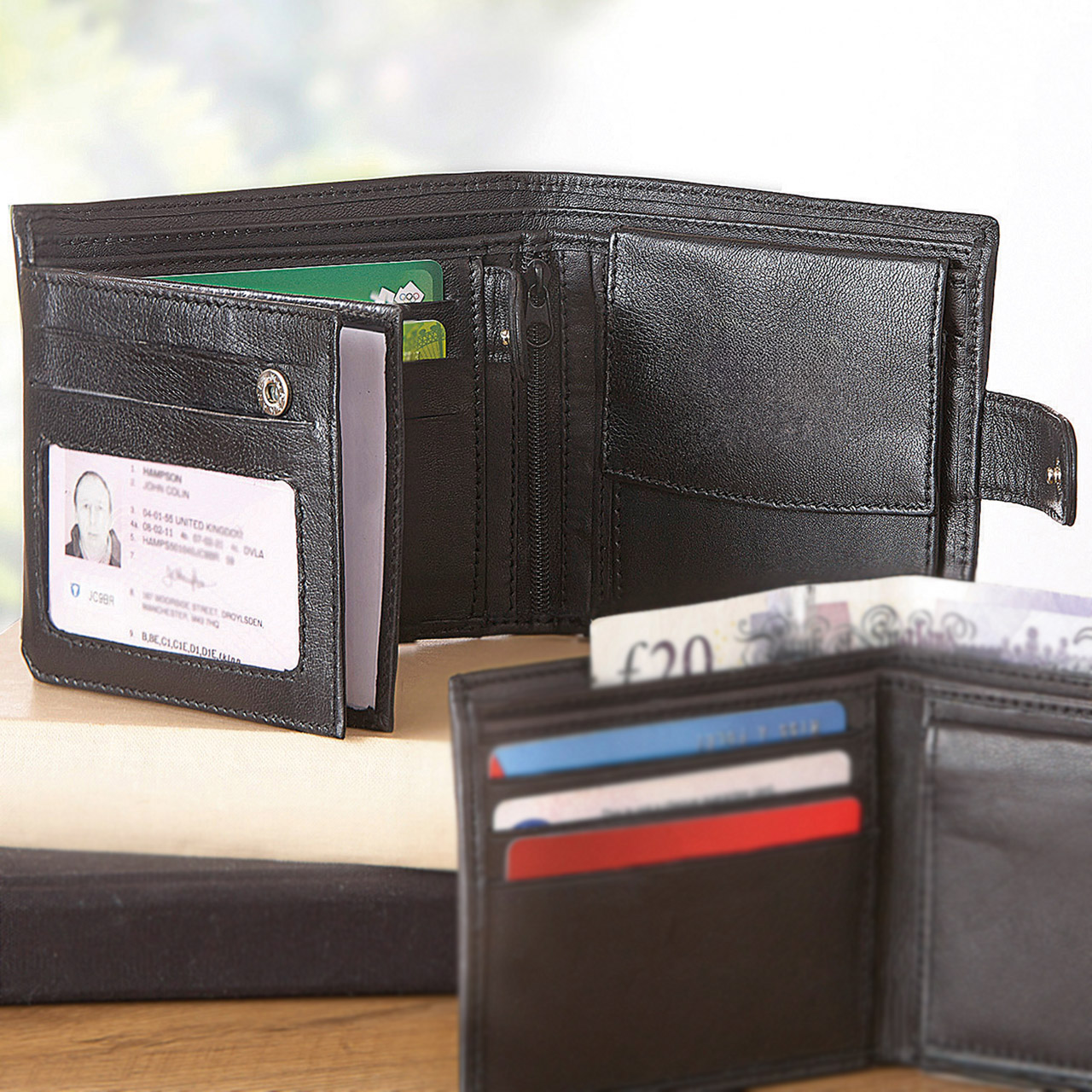 Tri-Fold Leather Wallet with RFID Protection