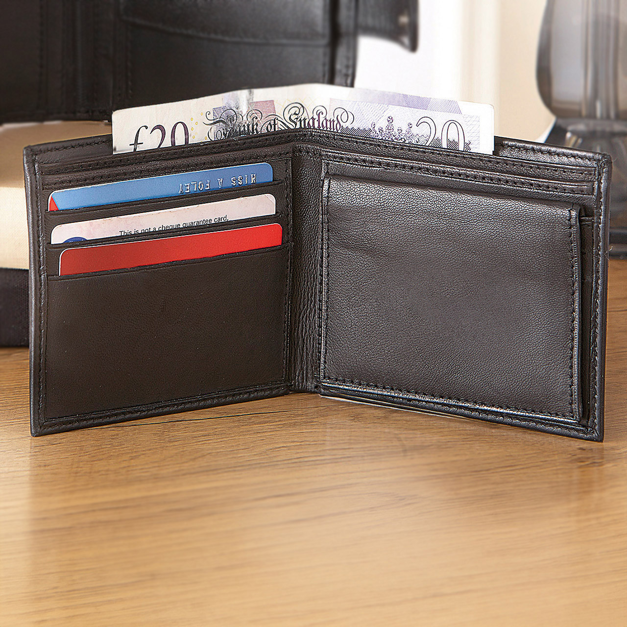 Bi-Fold Leather Wallet with RFID Protection