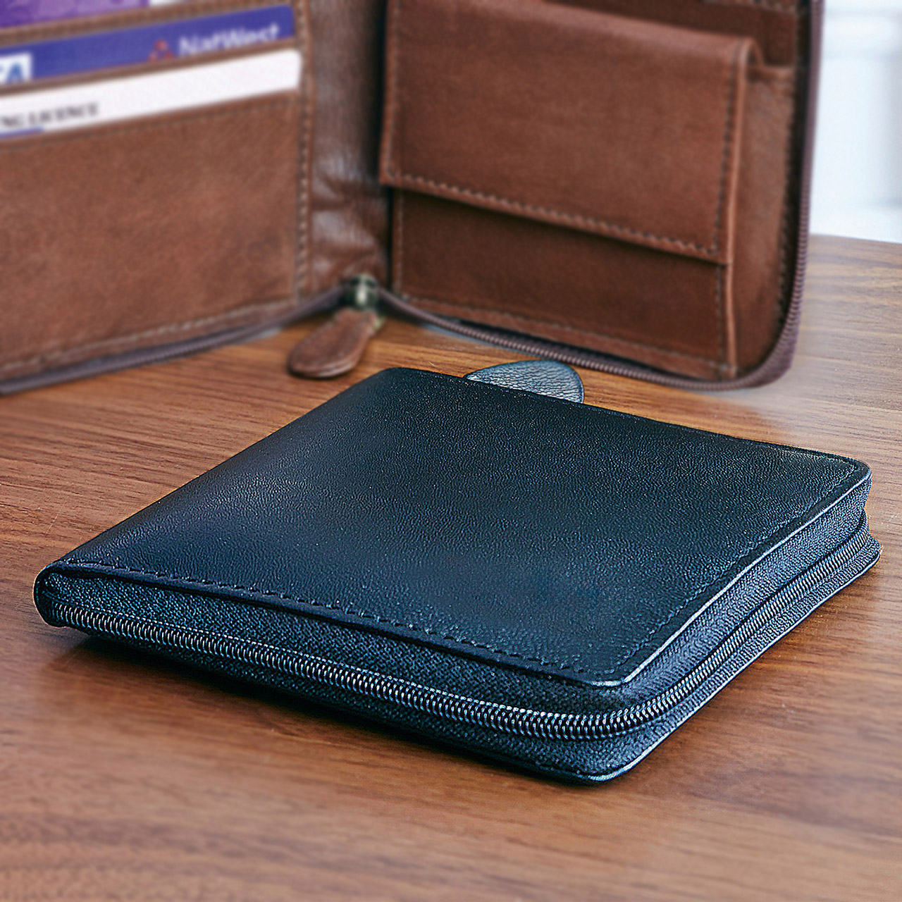 Zip Around Security Leather Wallet