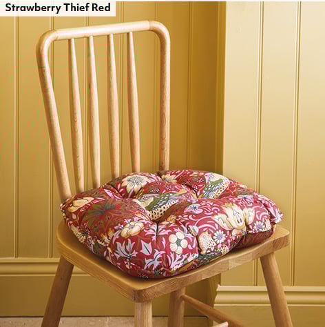 William Morris Button-effect Dining Seat Cushions