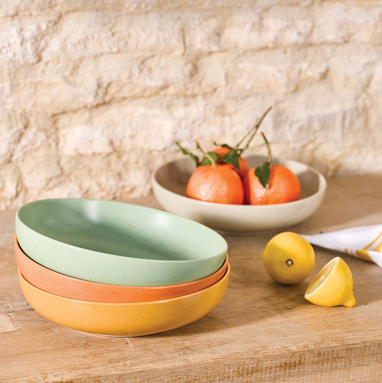 Stoneware Pasta Bowls - Set of 4