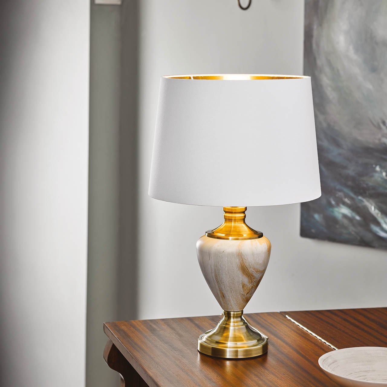Classic Marble-effect Table Lamp