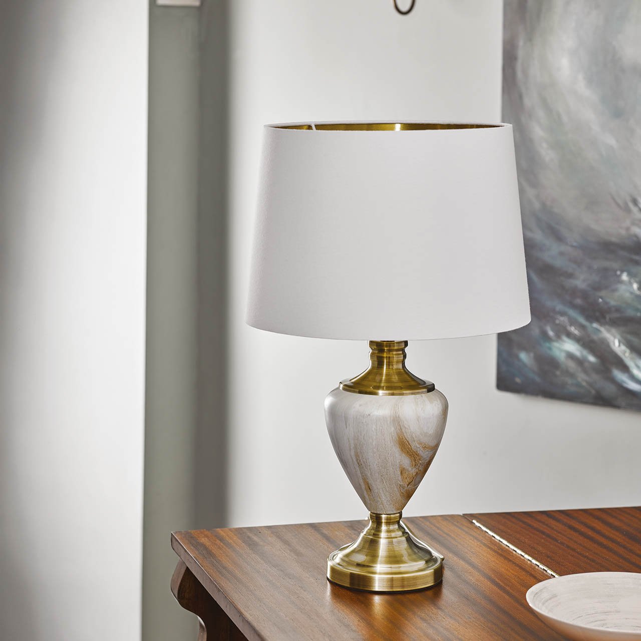 Classic Marble-effect Table Lamp