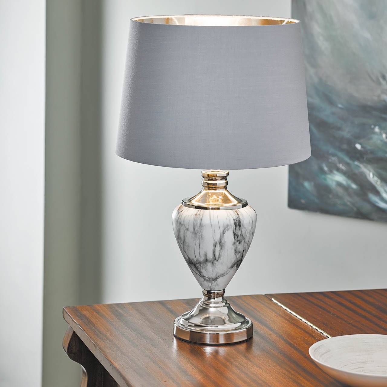 Classic Marble-effect Table Lamp