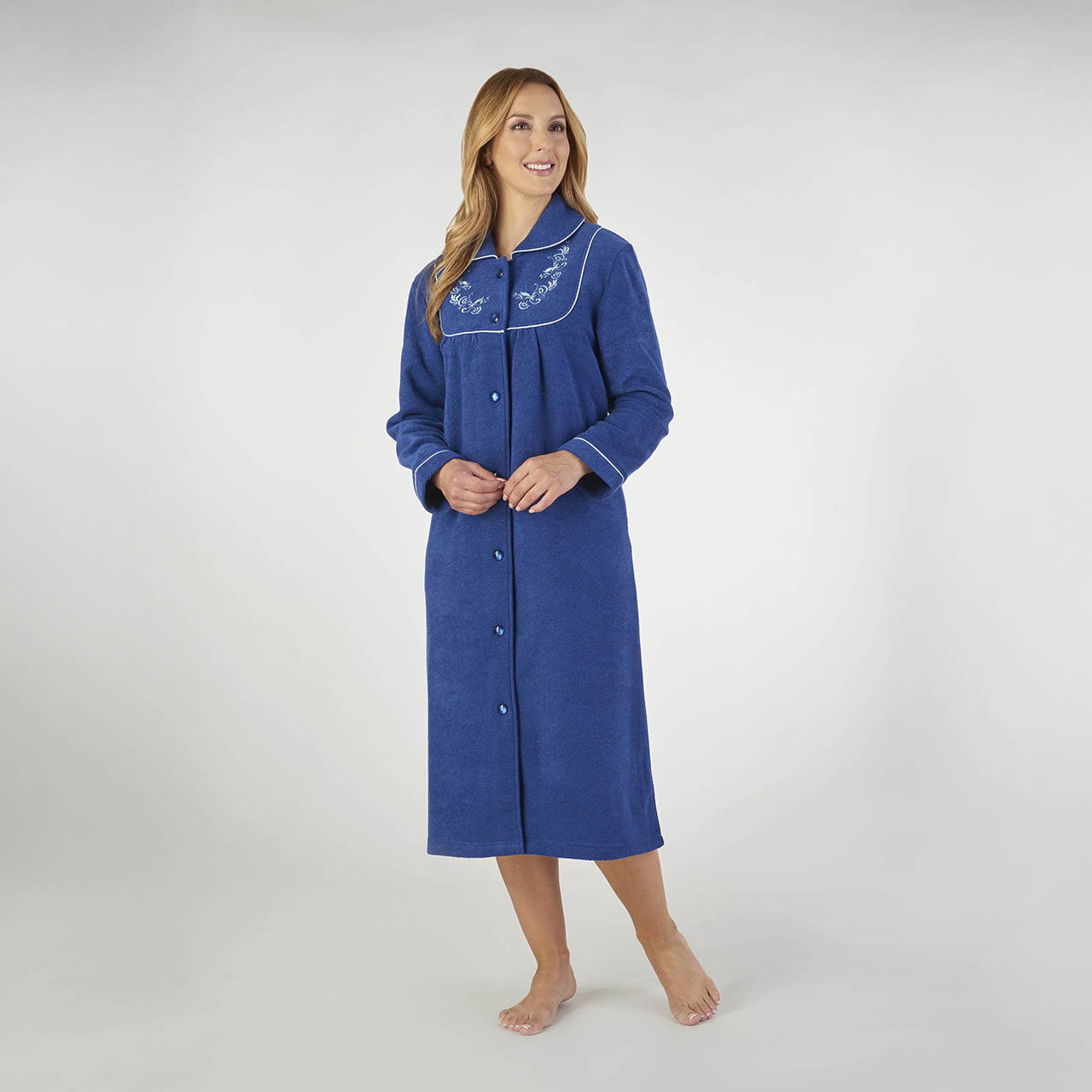 Appliqué Yoke Button Robe
