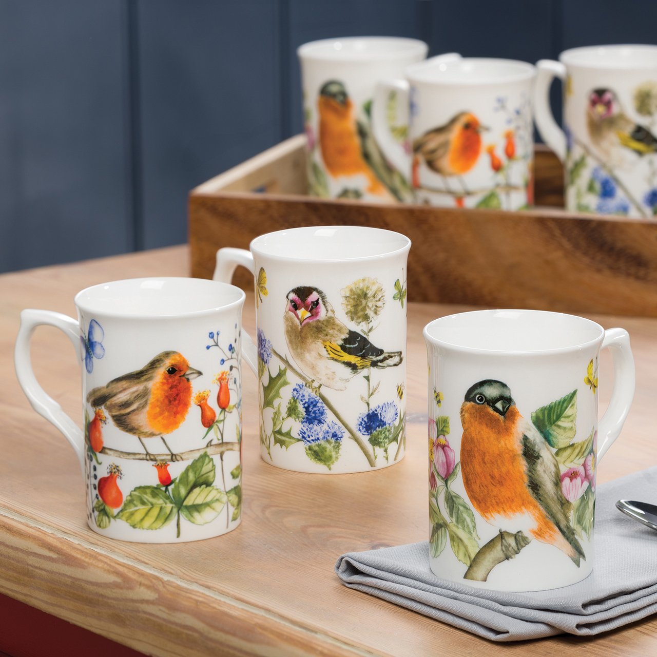 Garden Bird Mugs, Set of 6